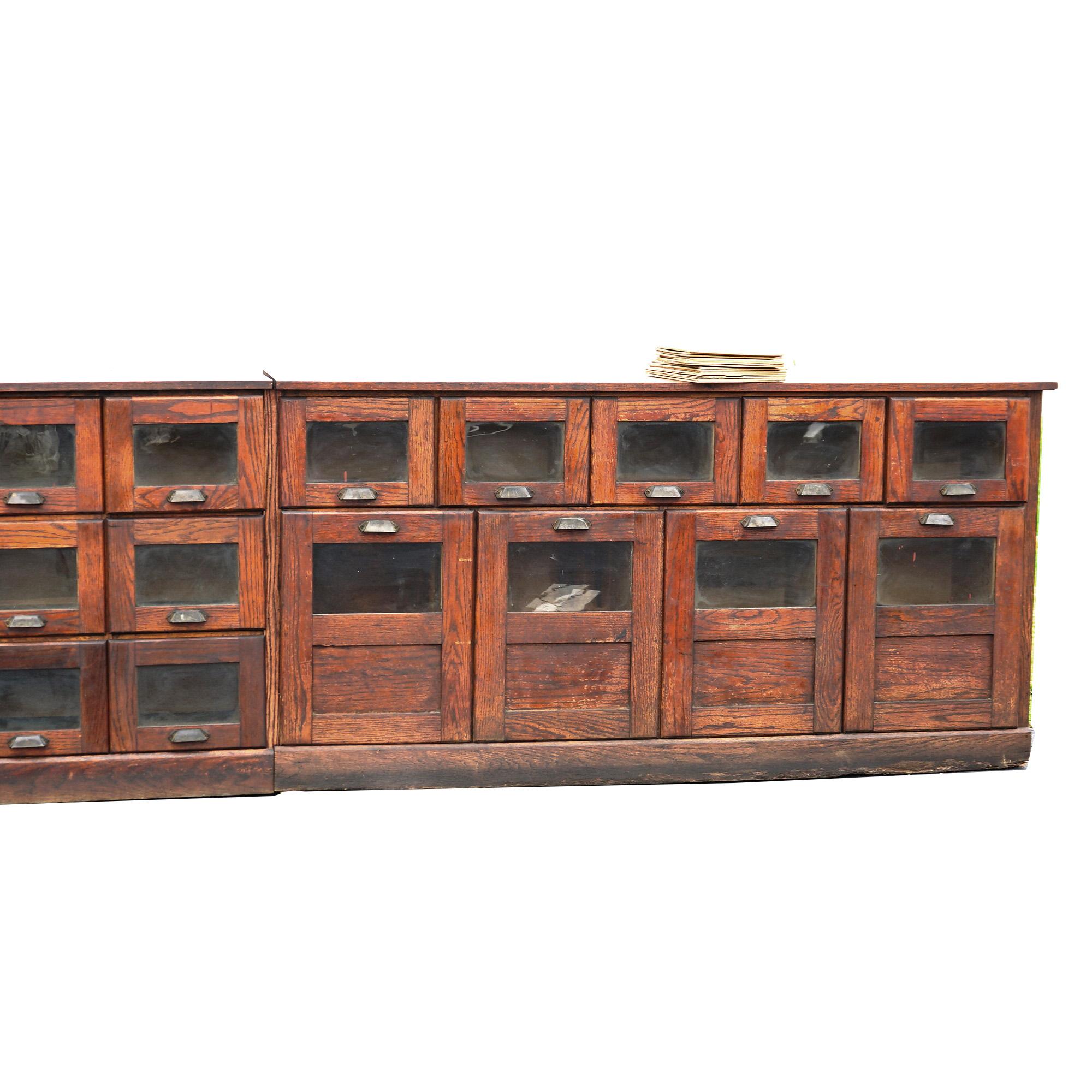 Antique Country Store Oak 3-Part Advertising Seed Cabinet (36 Compartments) 1910 In Good Condition In Big Flats, NY