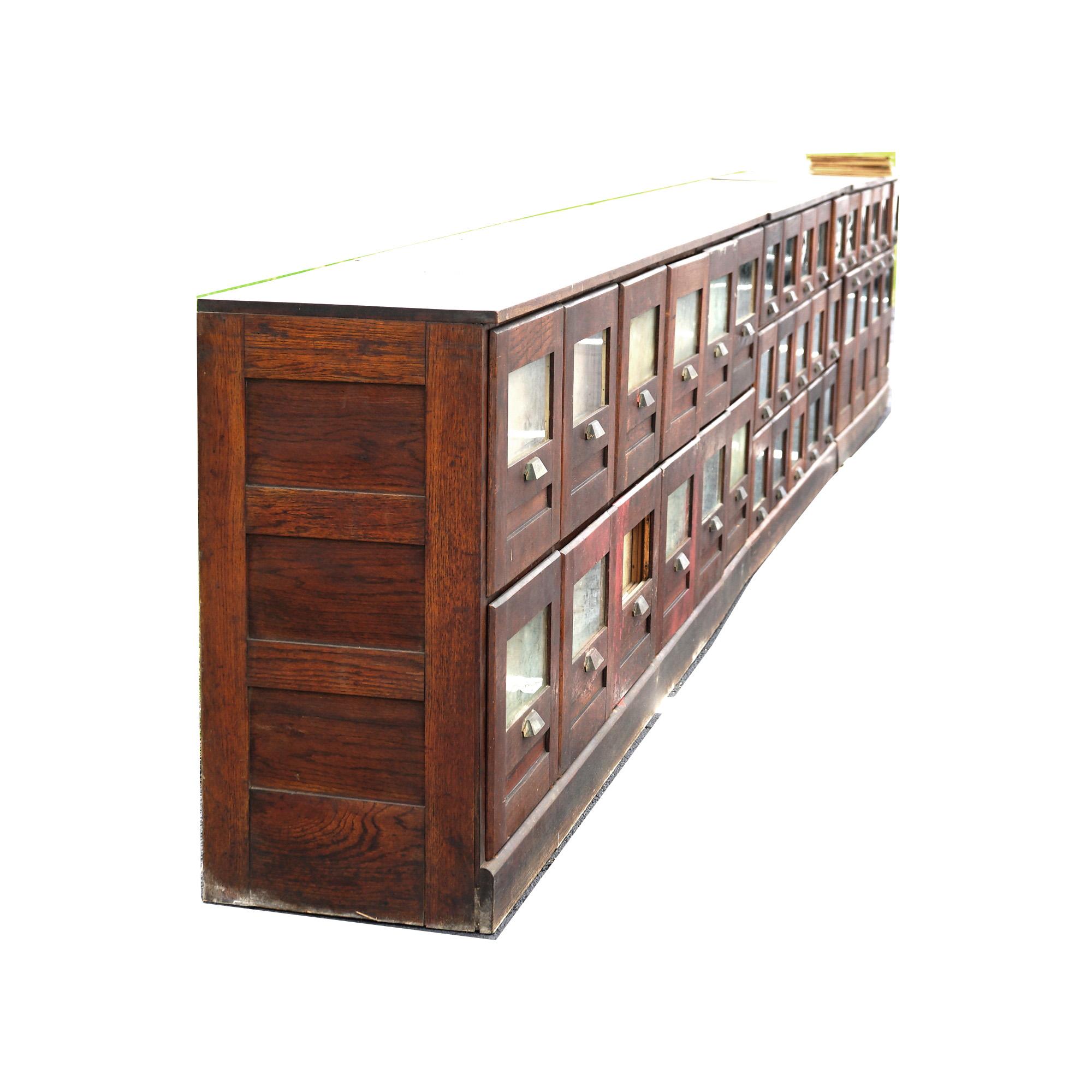 Antique Country Store Oak 3-Part Advertising Seed Cabinet (36 Compartments) 1910 1