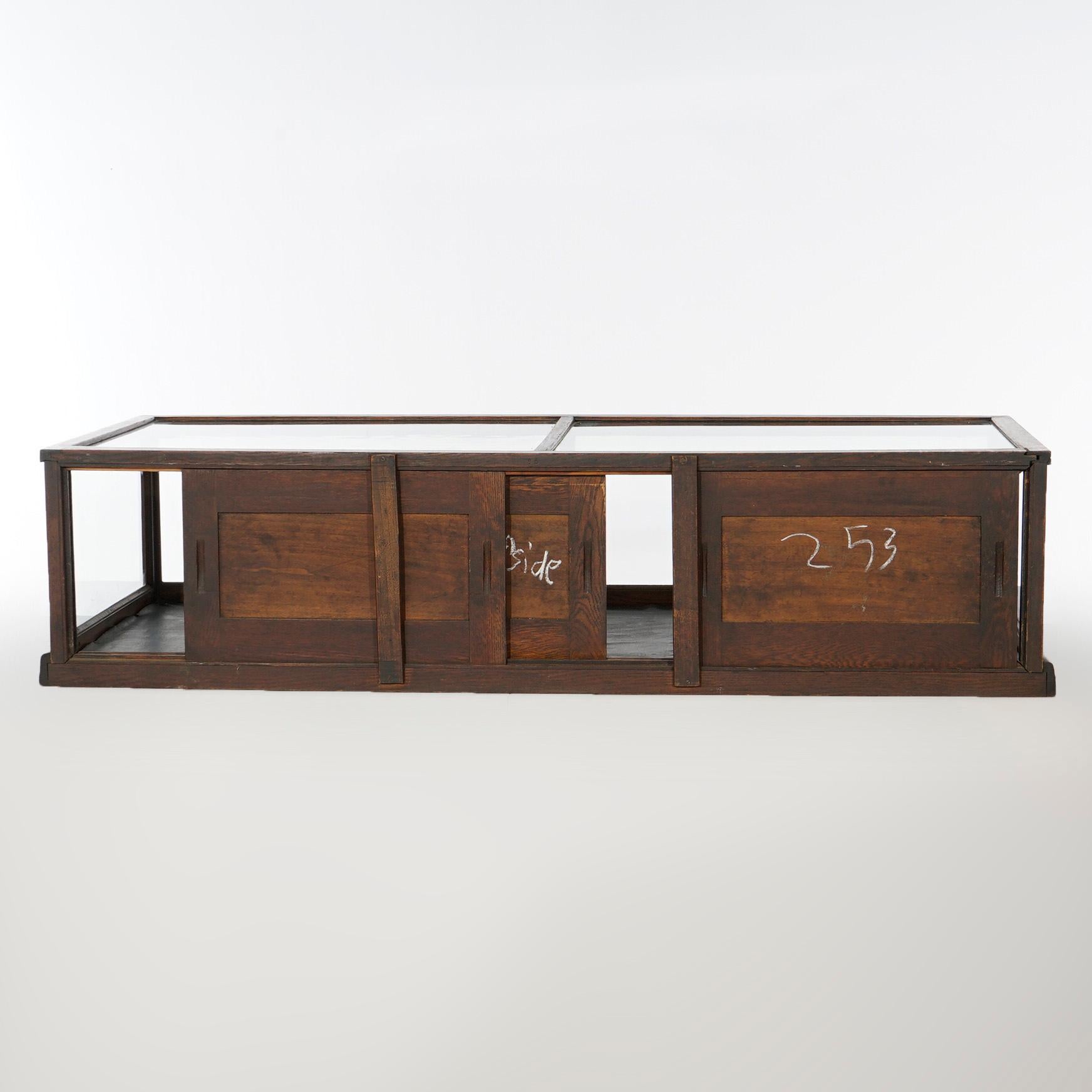 American Antique Country Store Oak & Glass Flat Top Sun Mfg. Counter Display Case, c1900