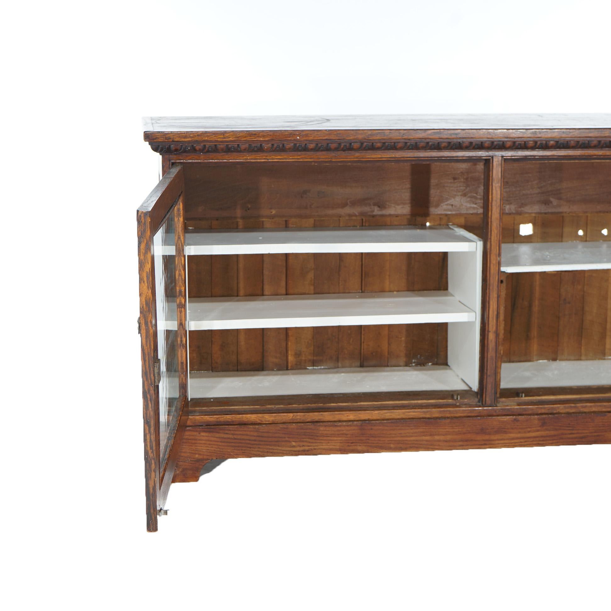 Antique Country Store Oak Two Door Display Cabinet Showcase Circa 1900 6