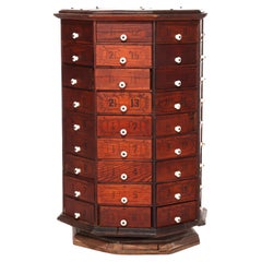 Antique Country Store Stenciled Octogonal Hardware Cabinet C1900
