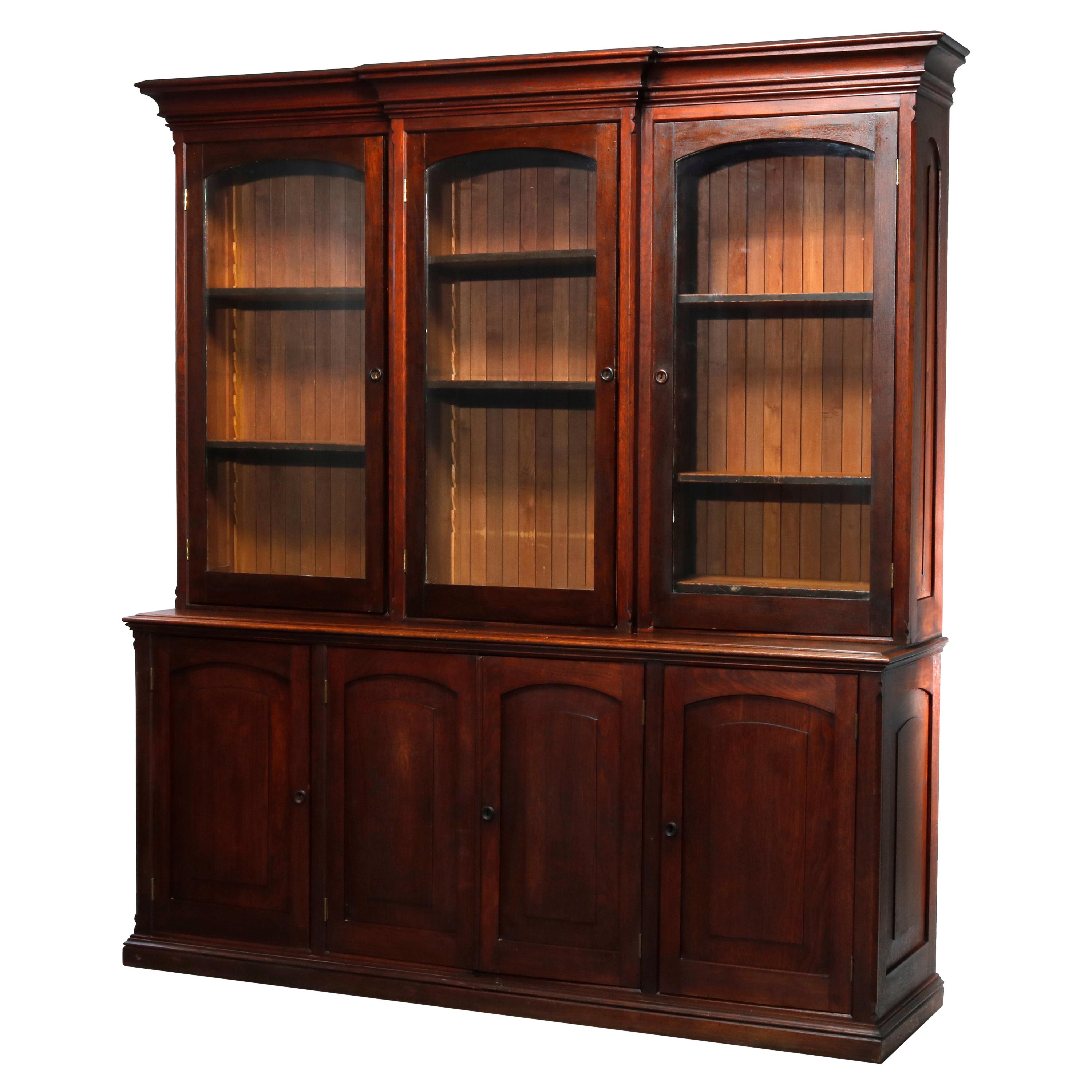 Antique Country Store Two-Piece Mahogany Cabinet, Circa 1900