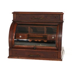 Antique Country Store Walnut Counter-Top Barrell Roll Showcase C1910