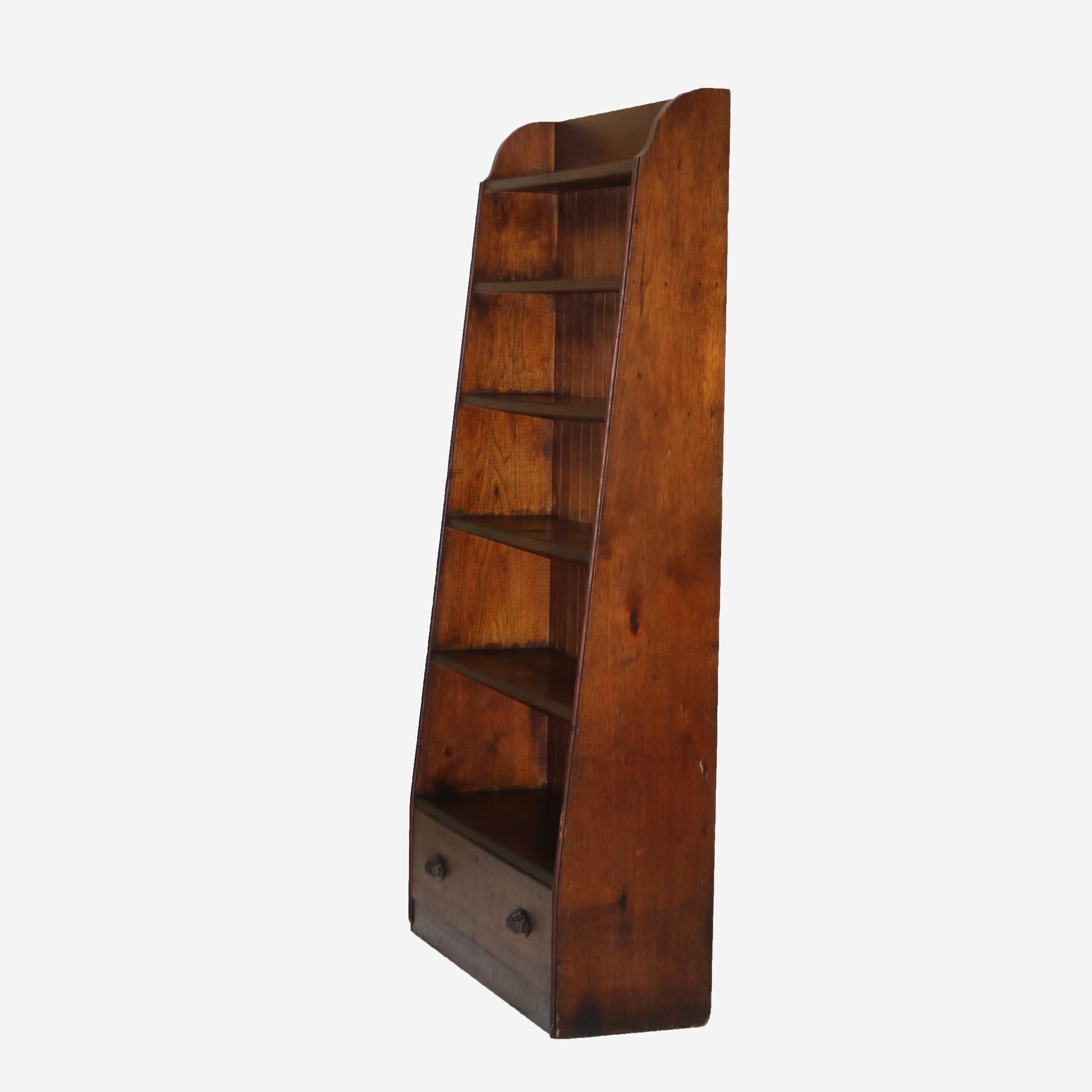 Antique Country Store Walnut & Oak Display Rack with Drawer c1900 For Sale 14