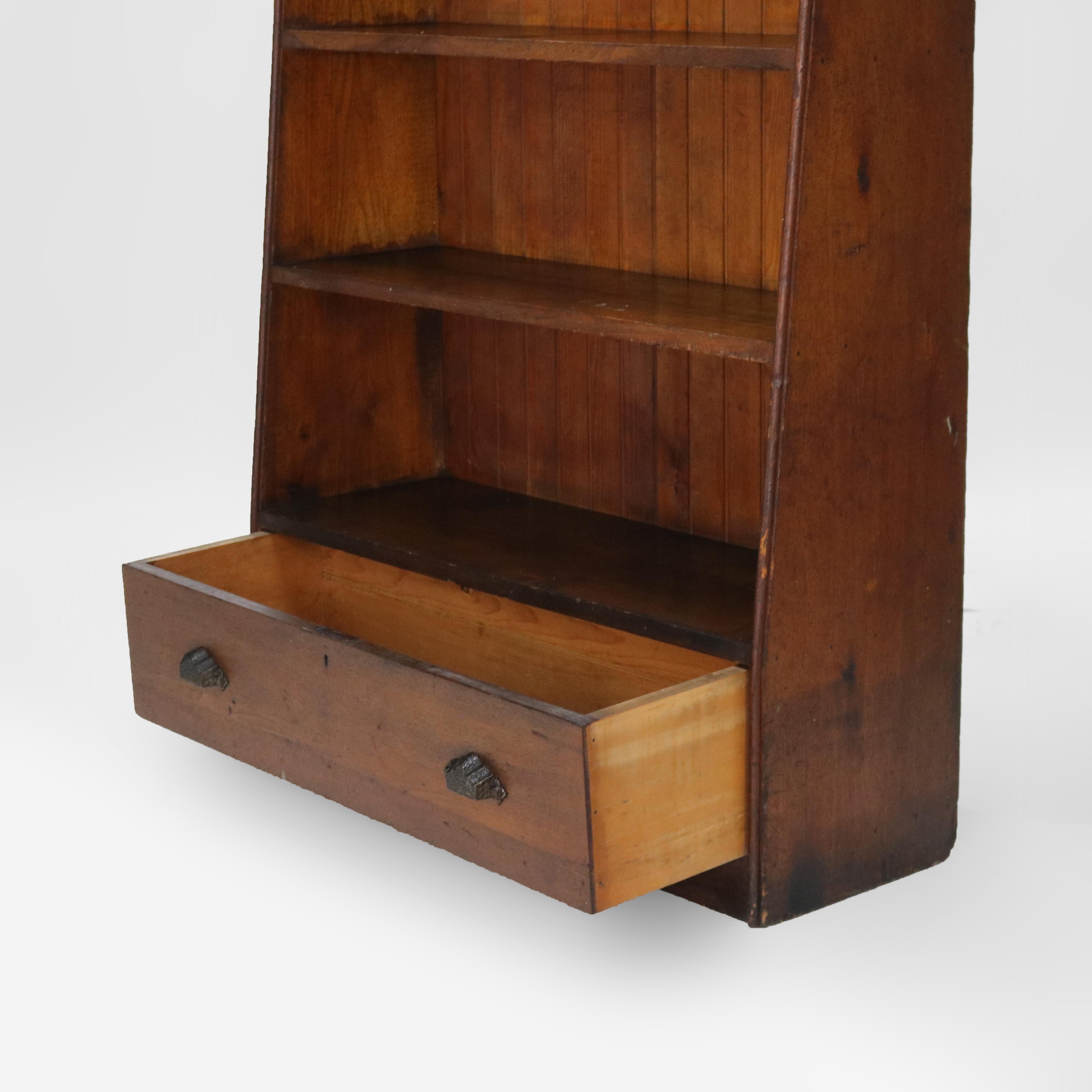 Antique Country Store Walnut & Oak Display Rack with Drawer c1900 For Sale 15