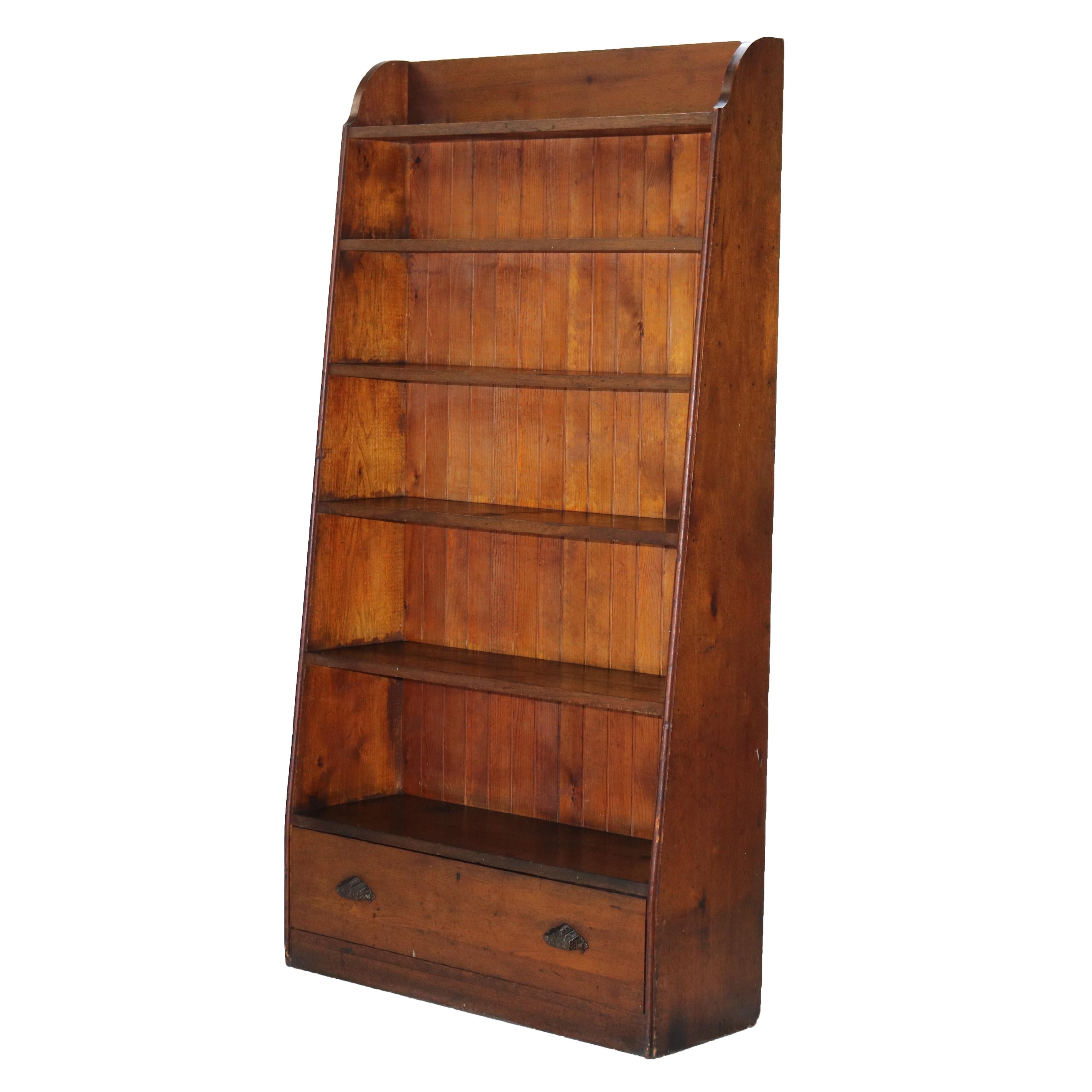 Antique Country Store Walnut & Oak Display Rack with Drawer c1900.   
69