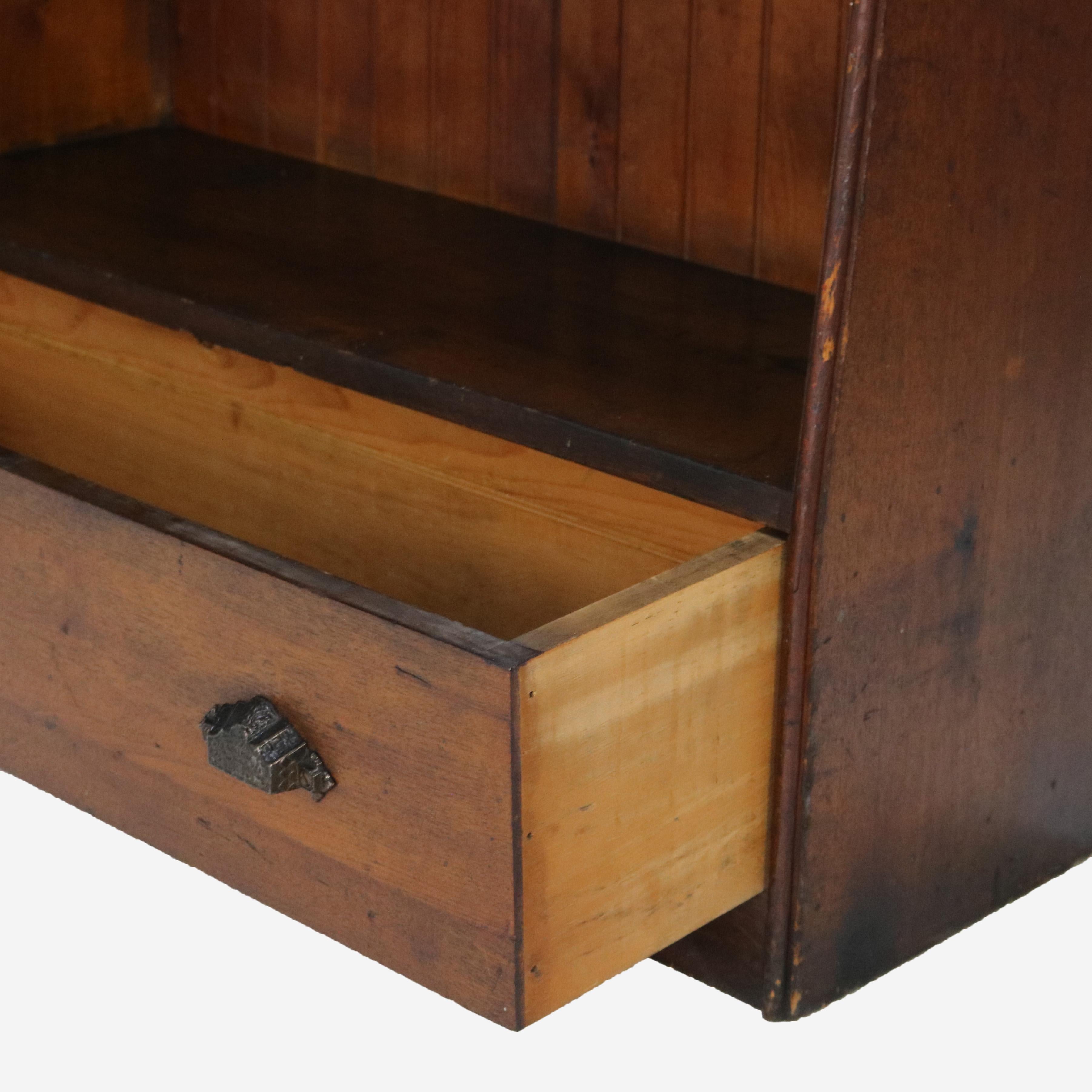 Antique Country Store Walnut & Oak Display Rack with Drawer c1900 For Sale 2