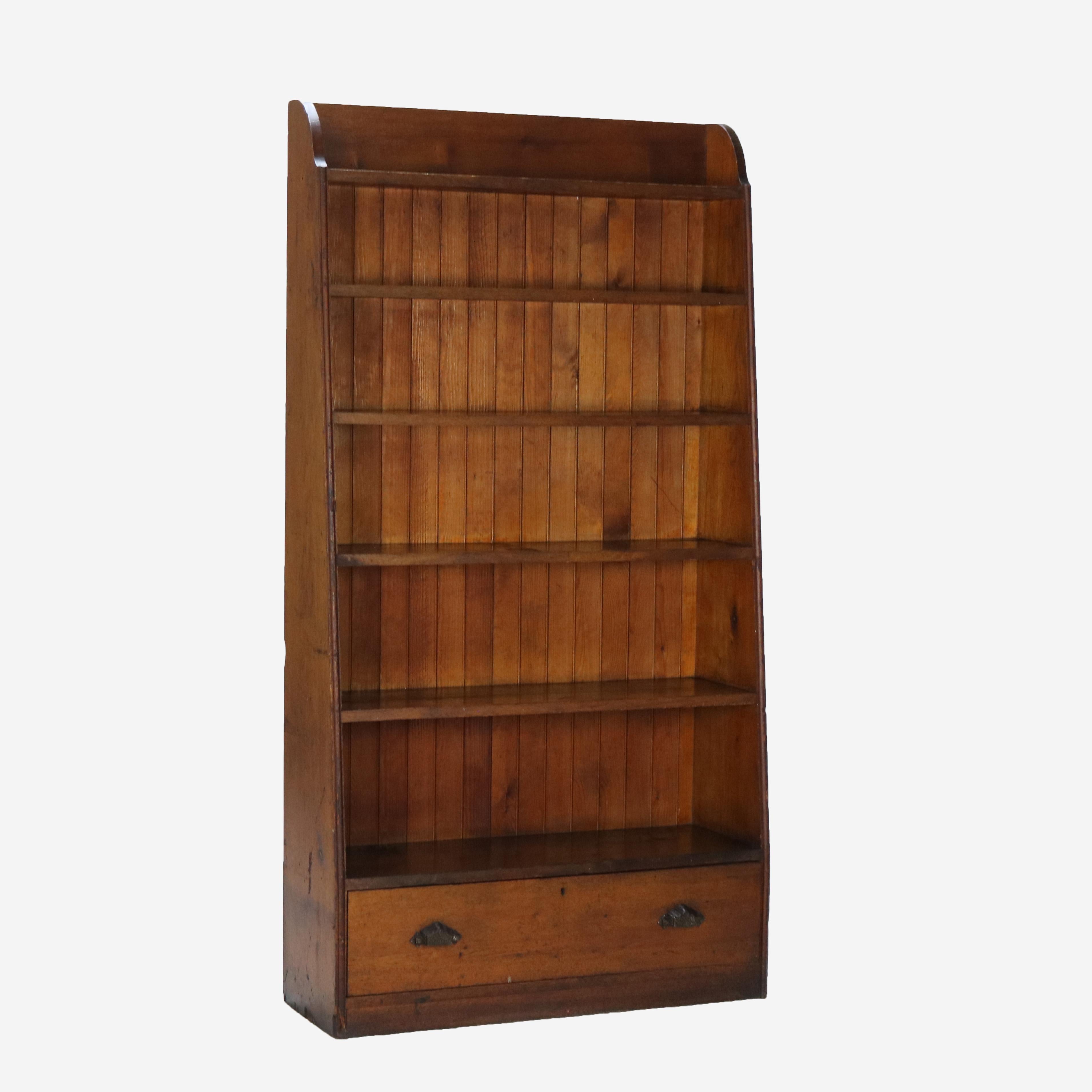 Antique Country Store Walnut & Oak Display Rack with Drawer c1900 For Sale 3