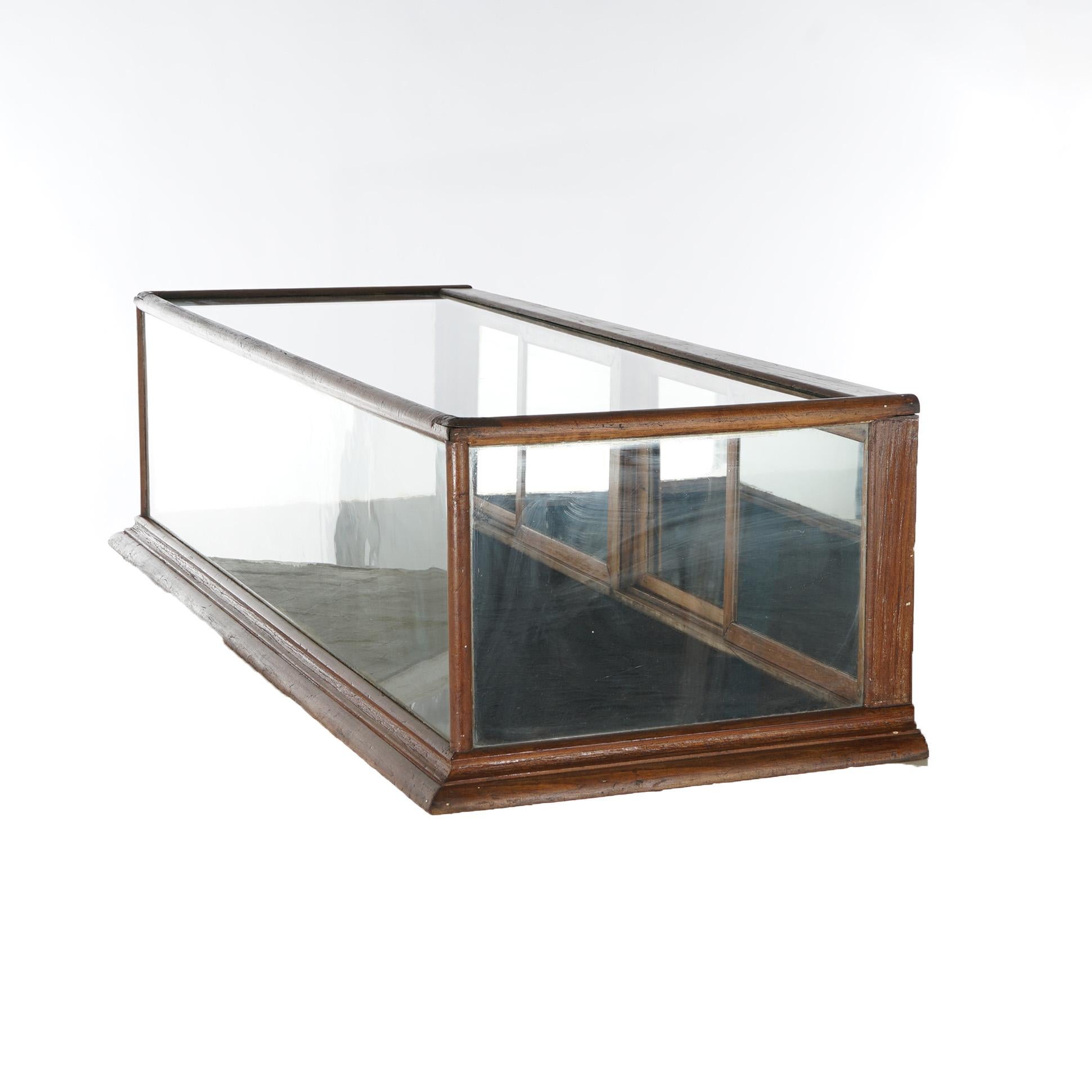 Antique Country Store Walnut Table Top Mirrored Display Case Circa 1900 3