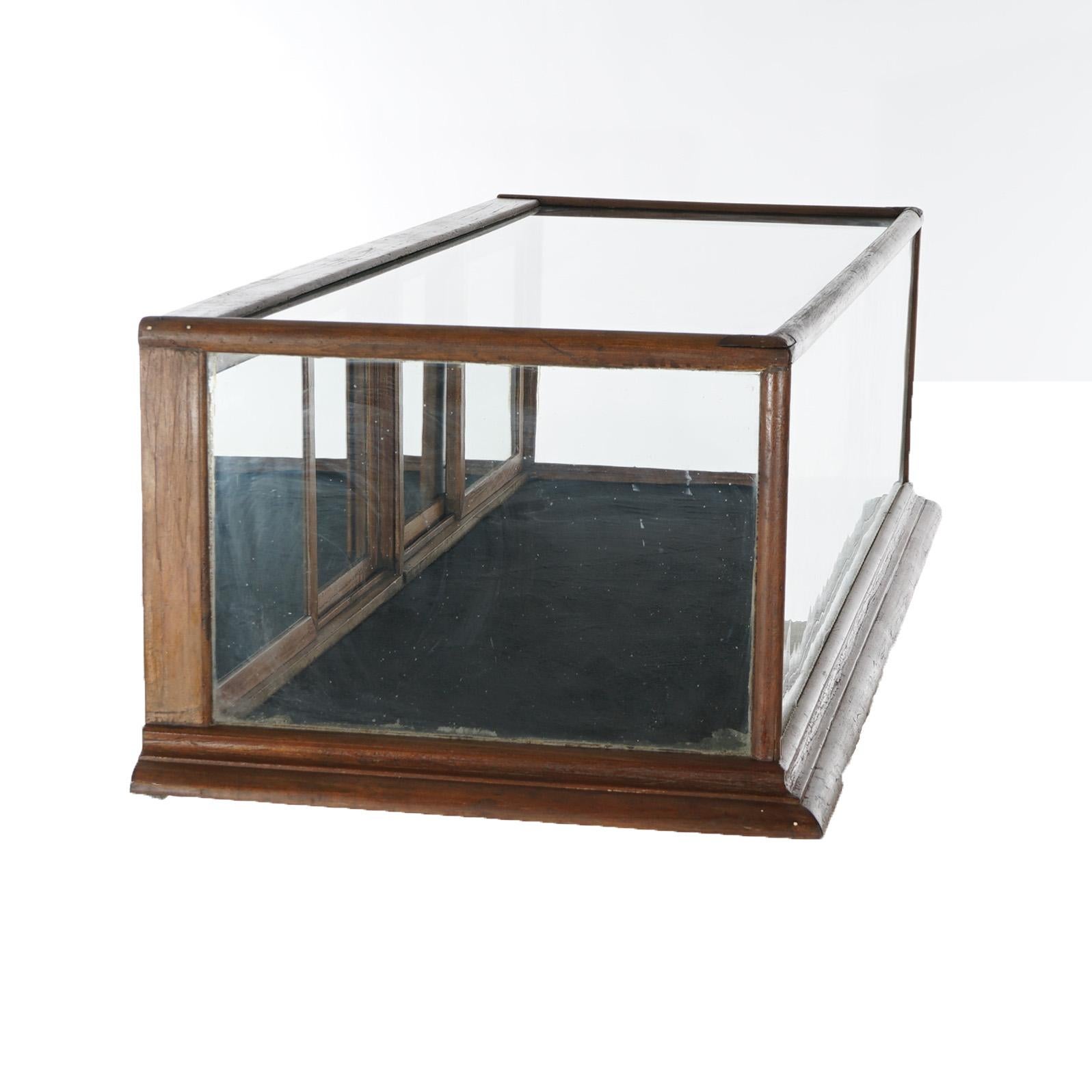 Antique Country Store Walnut Table Top Mirrored Display Case Circa 1900 7