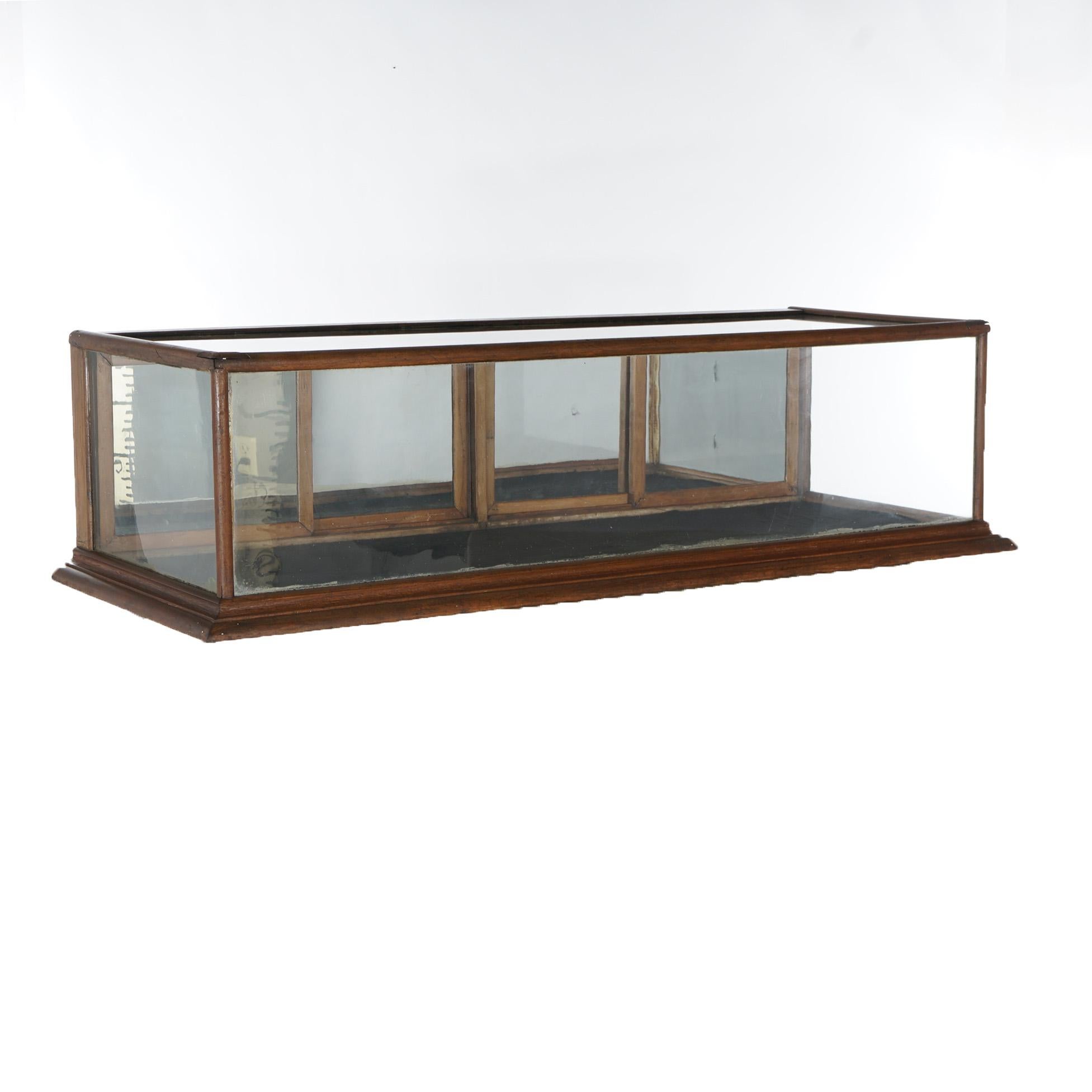 Antique Country Store Walnut Table Top Mirrored Display Case Circa 1900 8