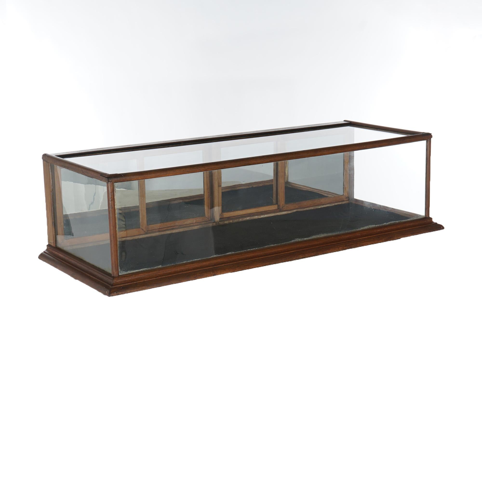 Antique Country Store Walnut Table Top Mirrored Display Case Circa 1900 9