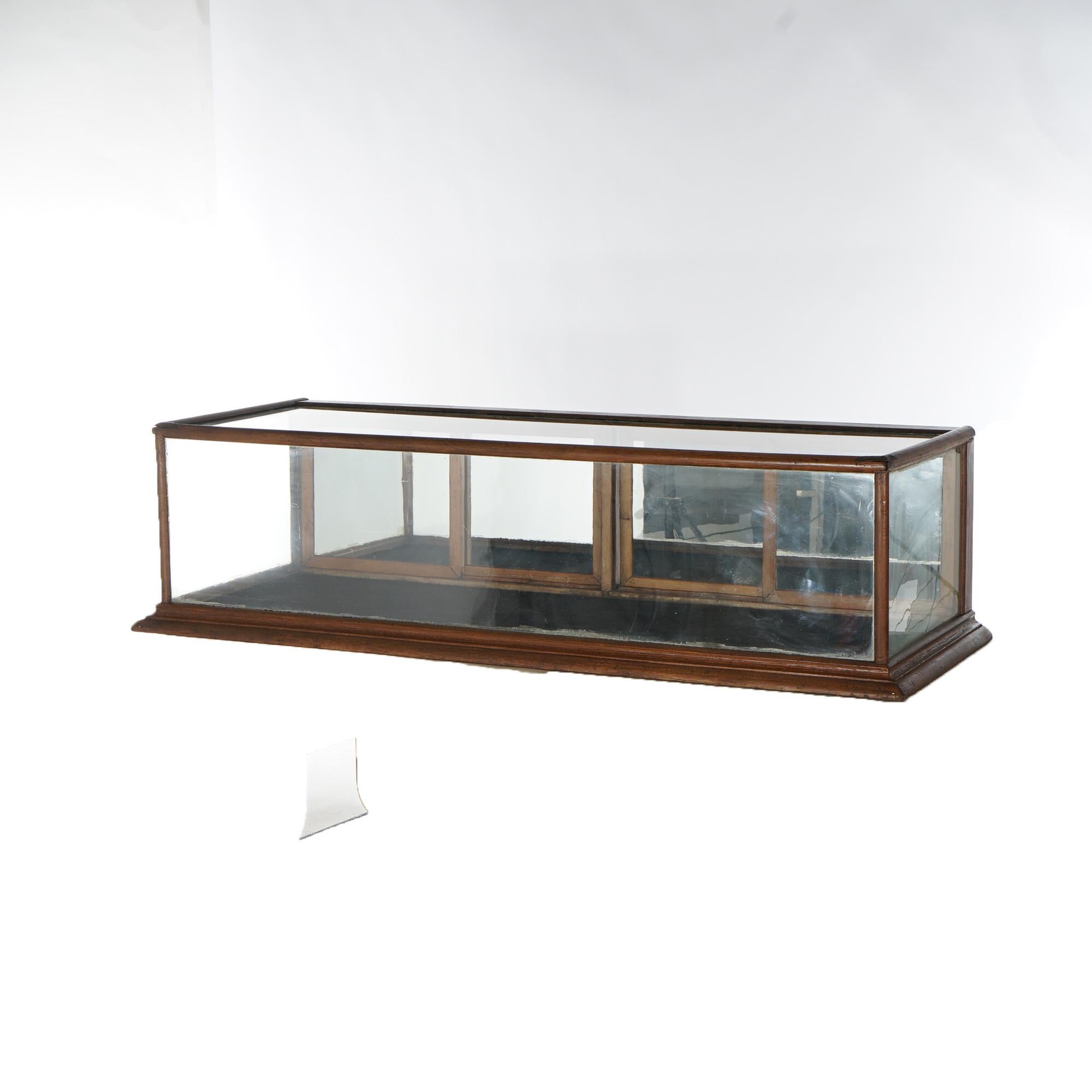 Antique Country Store Walnut Table Top Mirrored Display Case Circa 1900 11