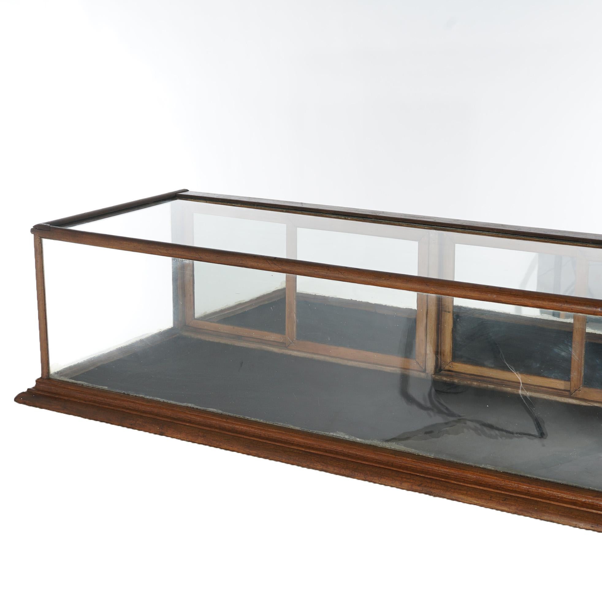 Antique Country Store Walnut Table Top Mirrored Display Case Circa 1900 In Good Condition In Big Flats, NY