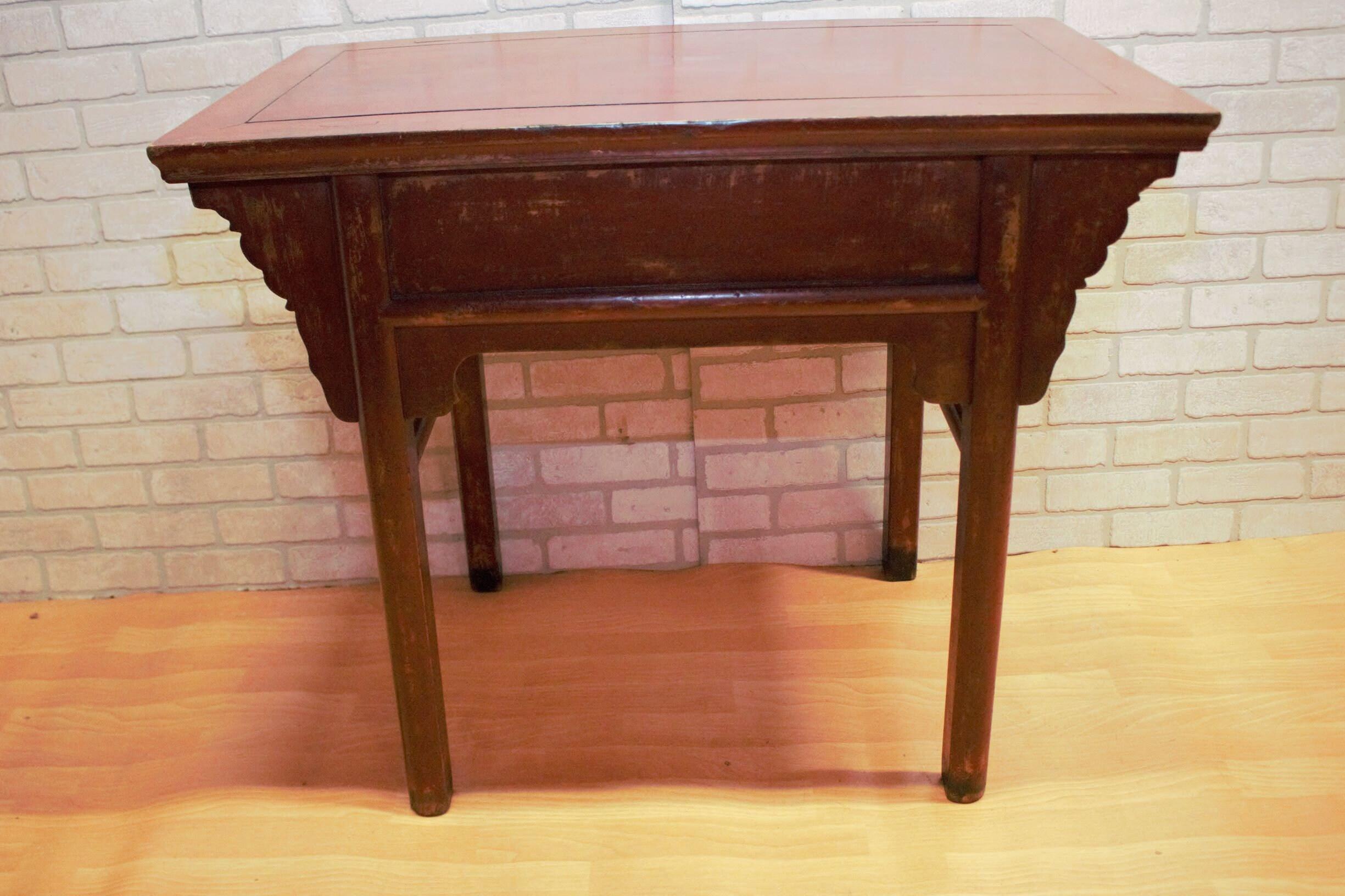 Antique Country-Style Chinese Red Lacquer Altar Desk/Console Table For Sale 3