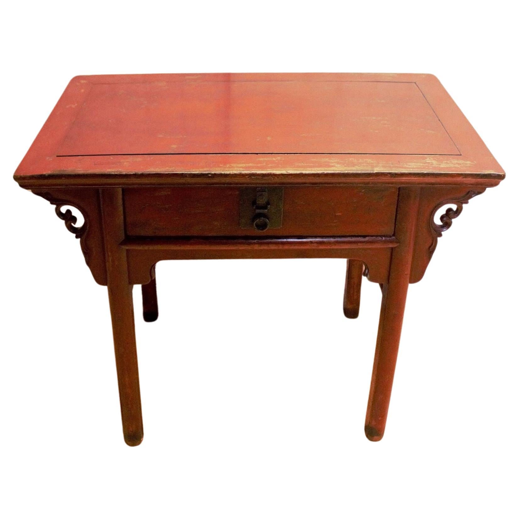 Antique Country-Style Chinese Red Lacquer Altar Desk/Console Table