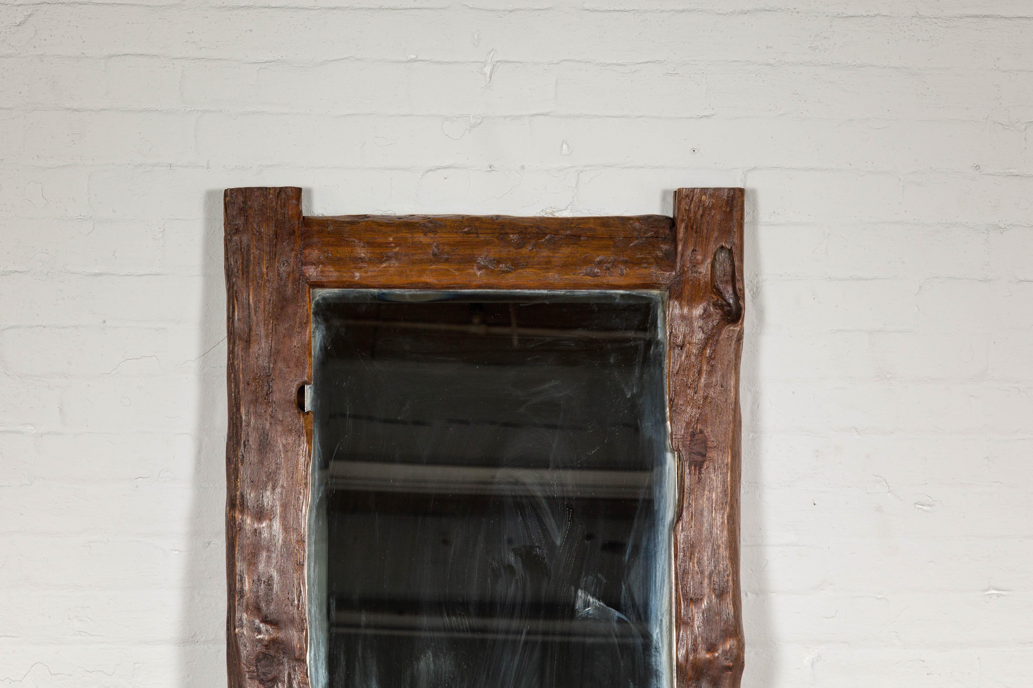 Indonesian Antique Country Style Driftwood Made into Full Length Mirror, Rustic Character For Sale