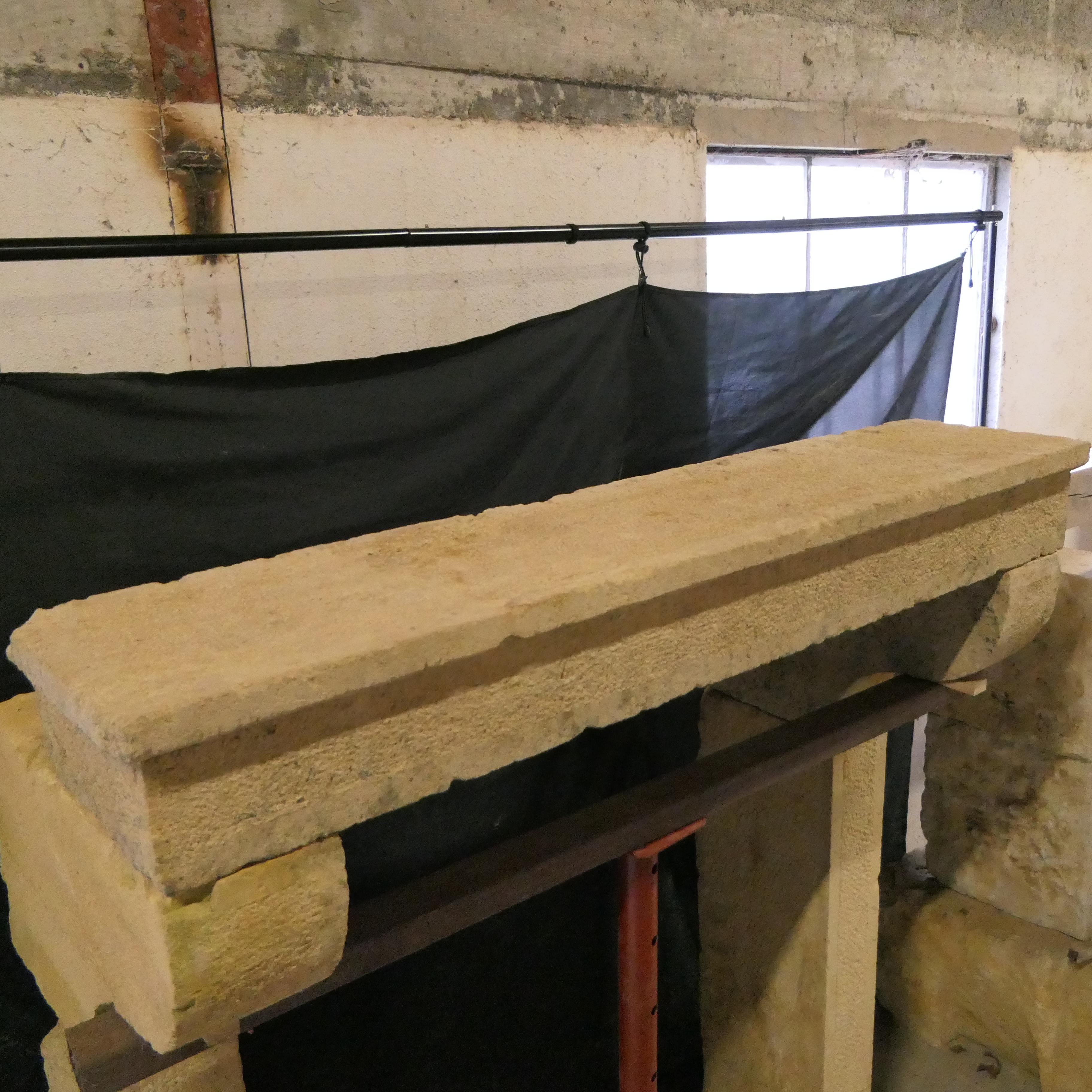 Antique country-style natural stone mantel In Fair Condition For Sale In COULLONS, FR