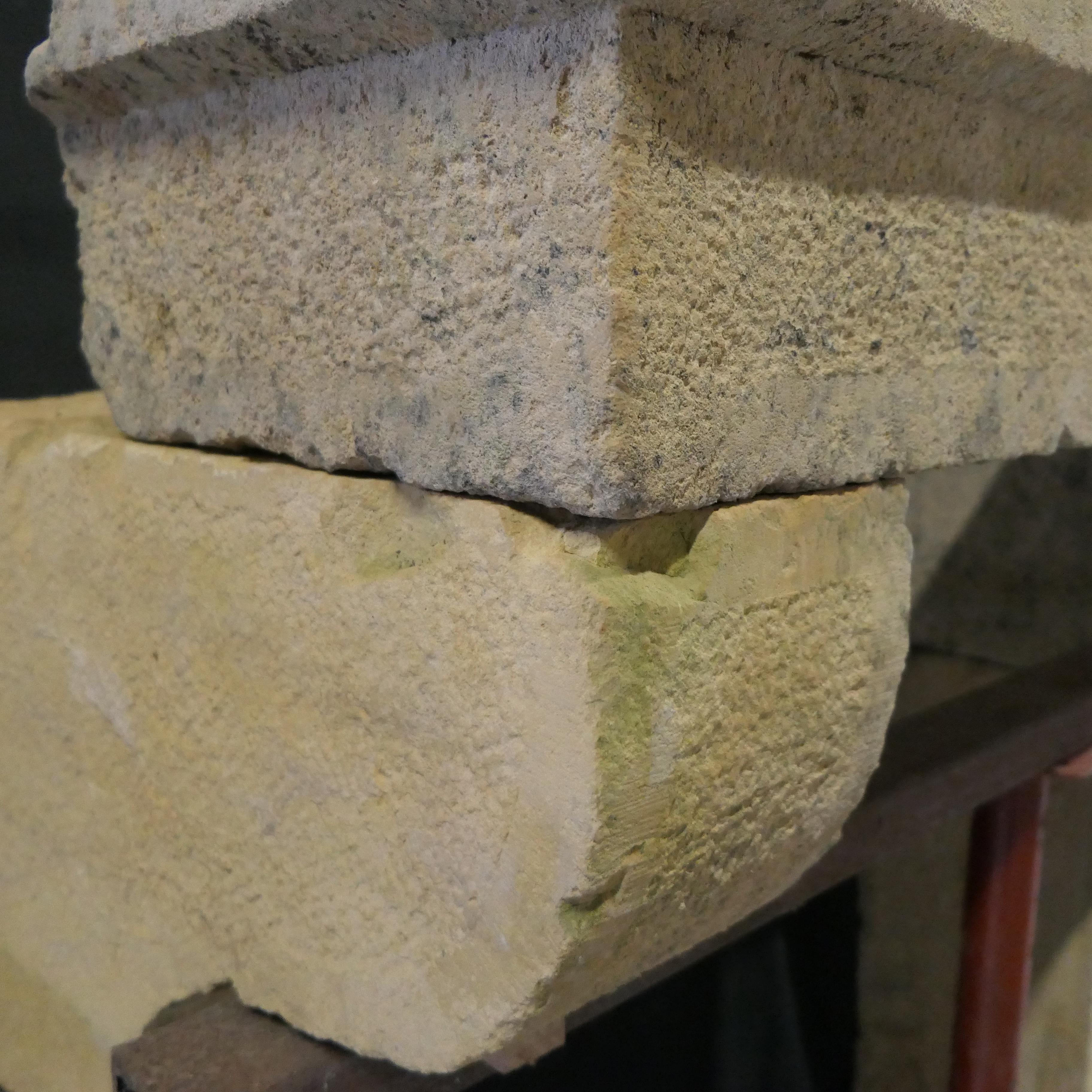 18th Century and Earlier Antique country-style natural stone mantel For Sale