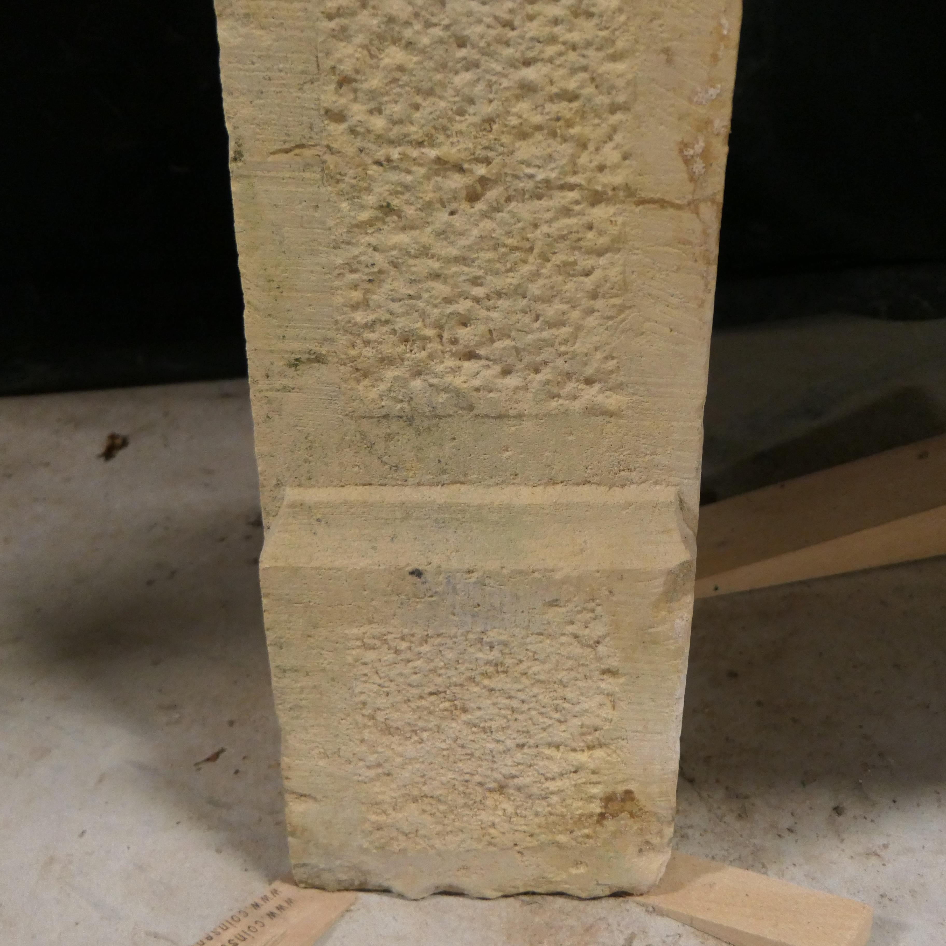 Antique country-style natural stone mantel For Sale 2