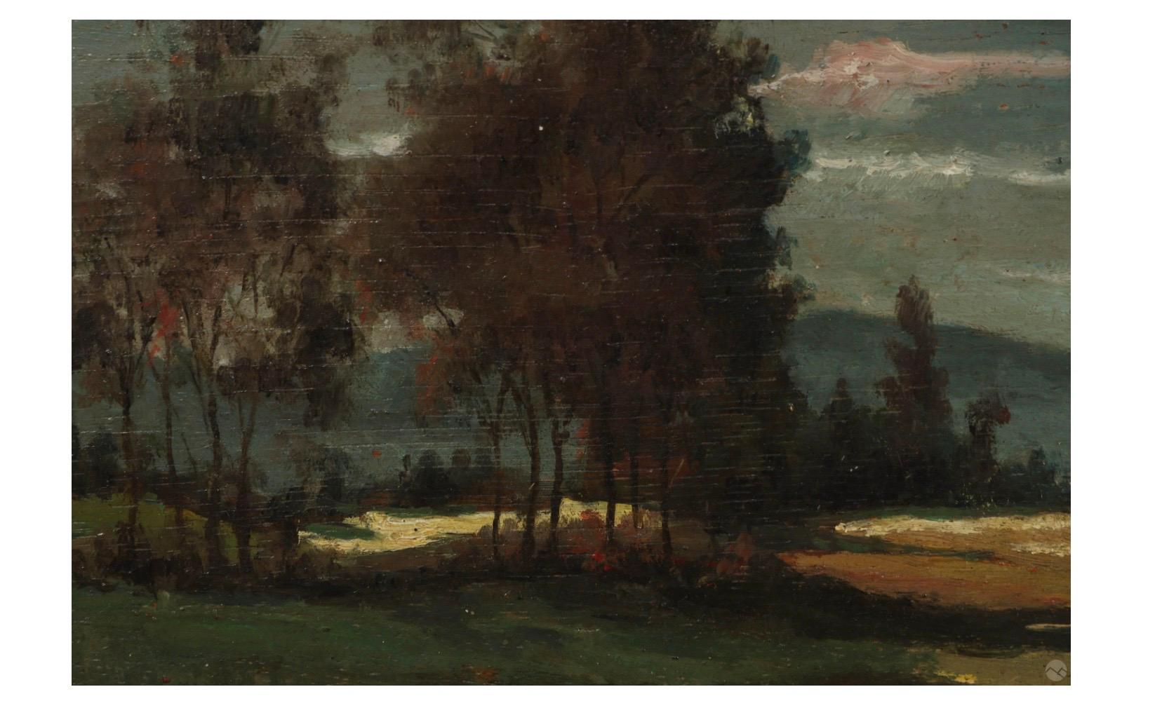 Antike Landleben Ölgemälde Ländliche Landschaft Gemälde im Zustand „Gut“ im Angebot in Rochester, NY