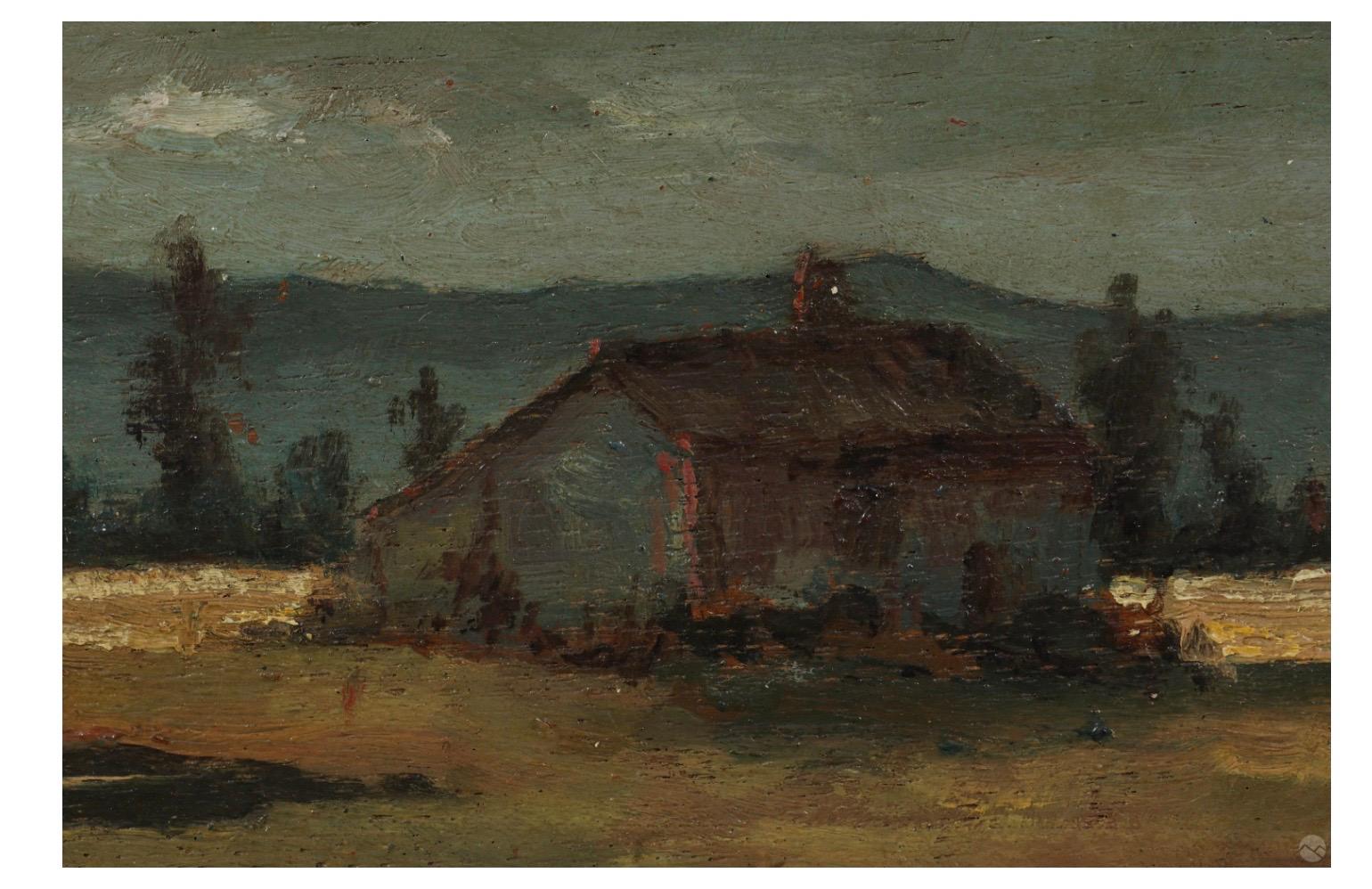 Antike Landleben Ölgemälde Ländliche Landschaft Gemälde (20. Jahrhundert) im Angebot