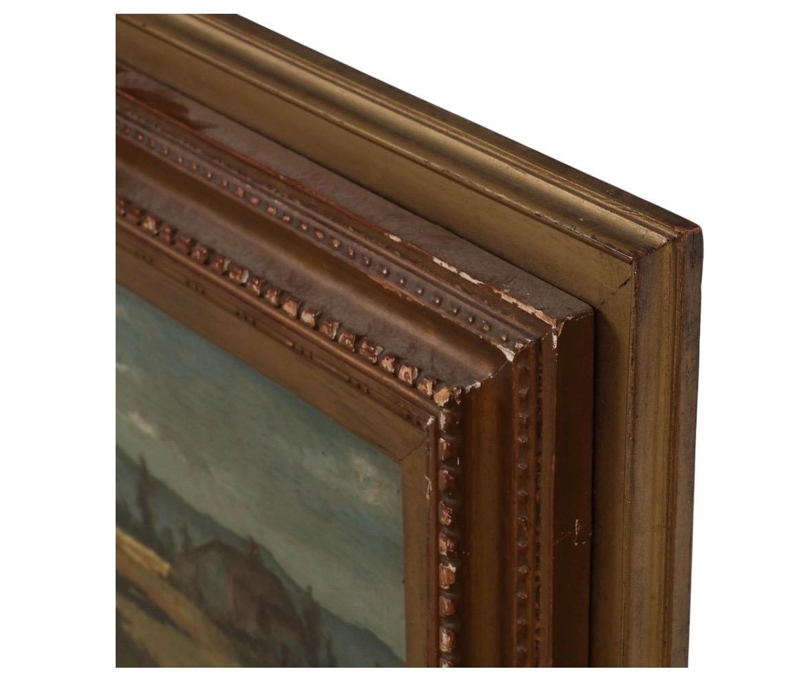 Antike Landleben Ölgemälde Ländliche Landschaft Gemälde (Farbe) im Angebot