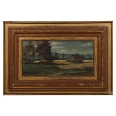 Peinture à l'huile ancienne de la campagne Peinture de paysage rural