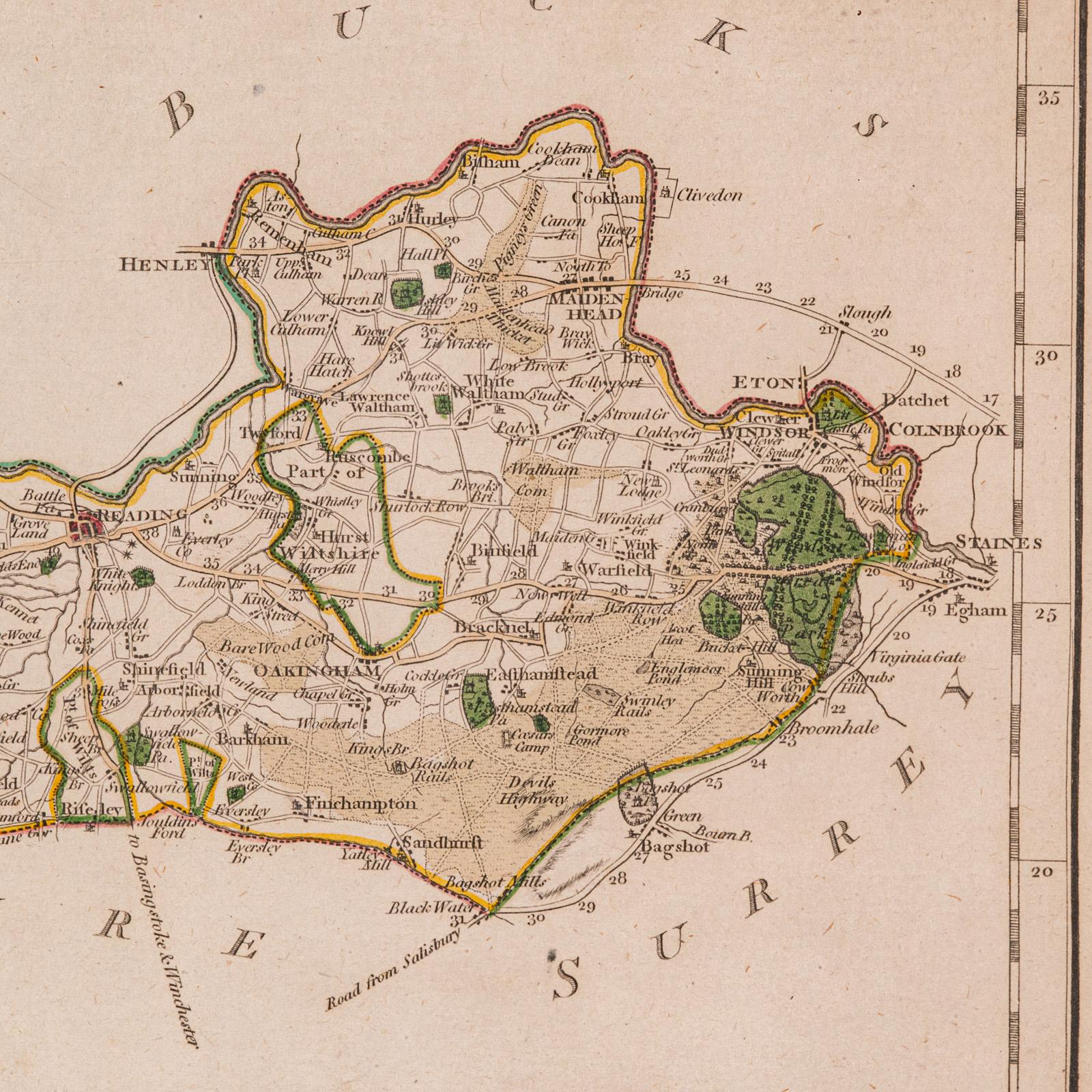 Antique County Map, Berkshire, English, Framed, Cartography, John Cary, C.1790 For Sale 3