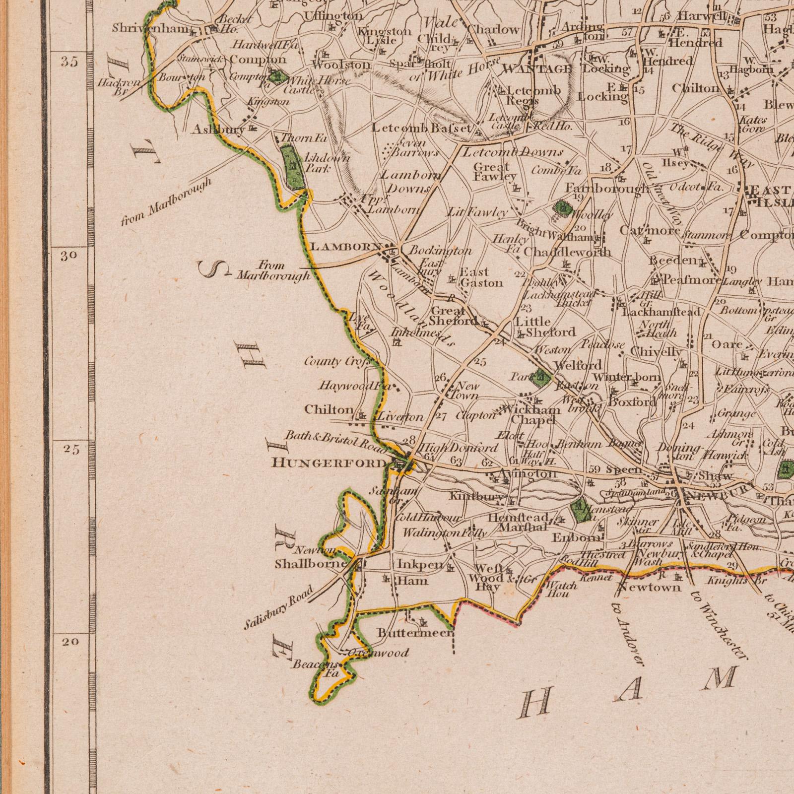 Antique County Map, Berkshire, English, Framed, Cartography, John Cary, C.1790 For Sale 2