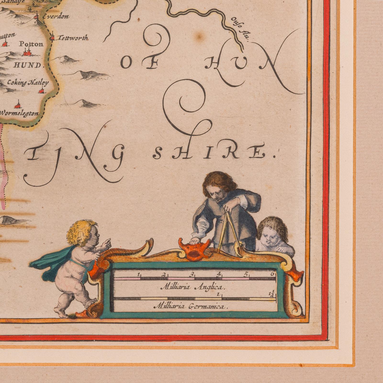 Antique County Map, Buckinghamshire, Bedfordshire, Dutch, Framed, Janssonius For Sale 2