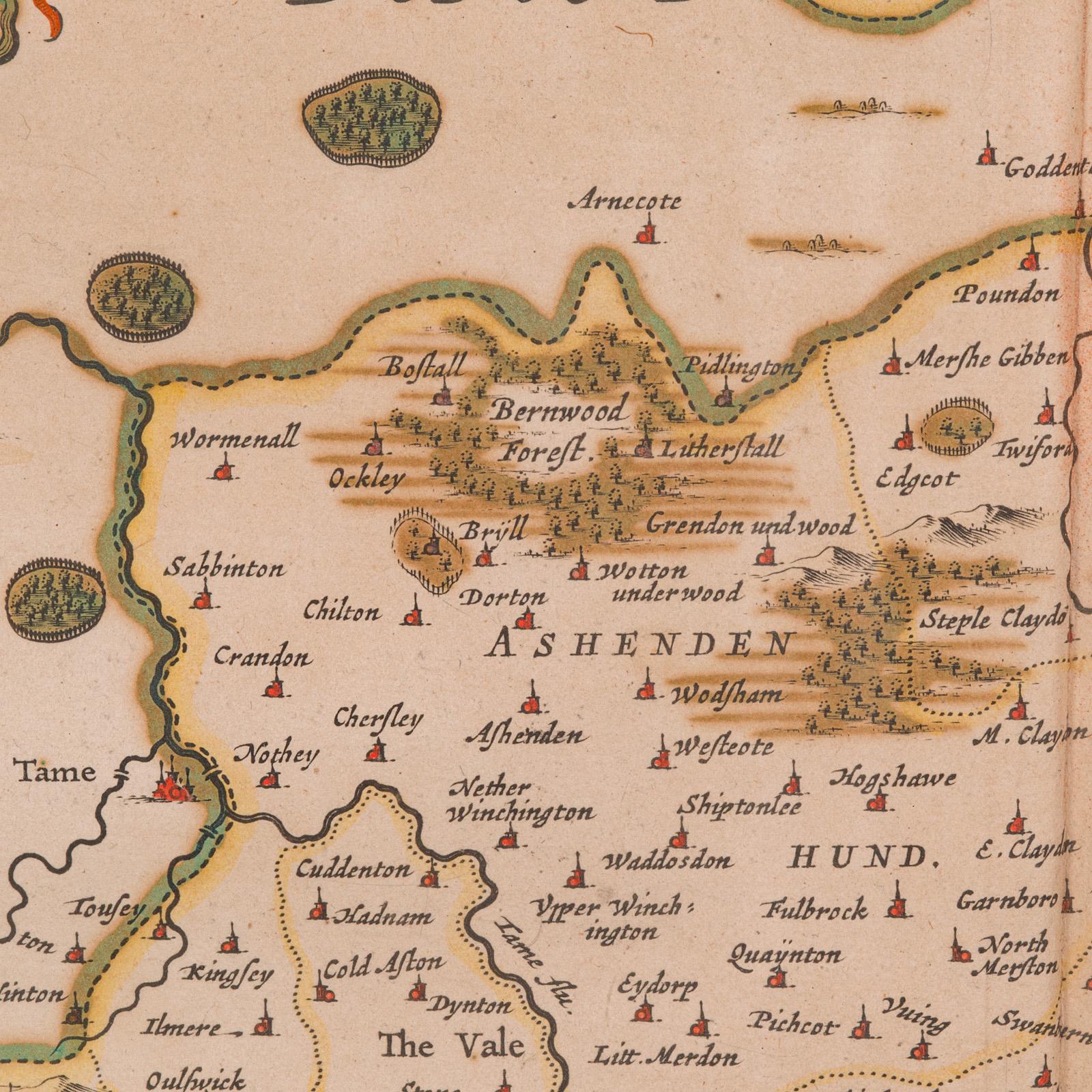 Antique County Map, Buckinghamshire, Bedfordshire, Dutch, Framed, Janssonius For Sale 4