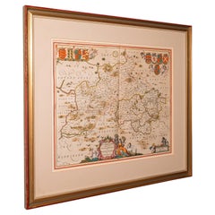 Antique County Map, Buckinghamshire, Bedfordshire, Dutch, Framed, Janssonius