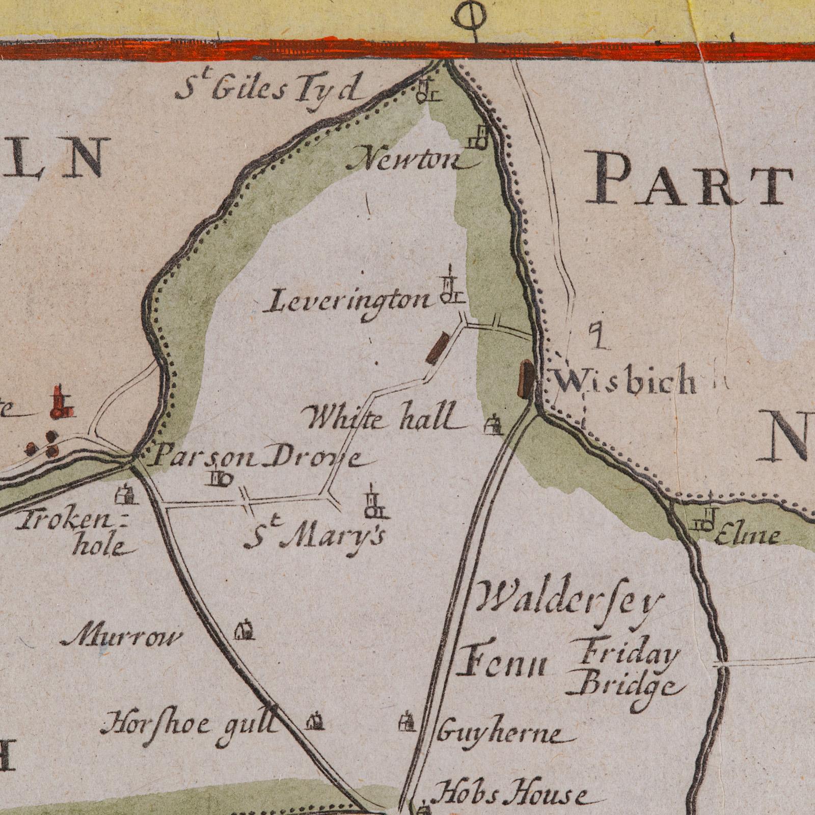 Antike County Karte, Cambridgeshire, Englisch, Gerahmte Kartographie, Robert Morden im Angebot 5