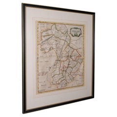 Carta geografica antica della contea, Cambridgeshire, Inglese, Cartografia con cornice, Robert Morden
