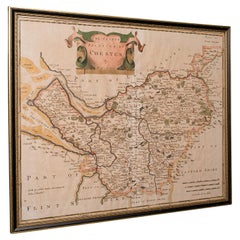 Antike Grafschaftskarte, Cheshire, Englisch, Gerahmte Kartographie, Robert Morden, 18.C.