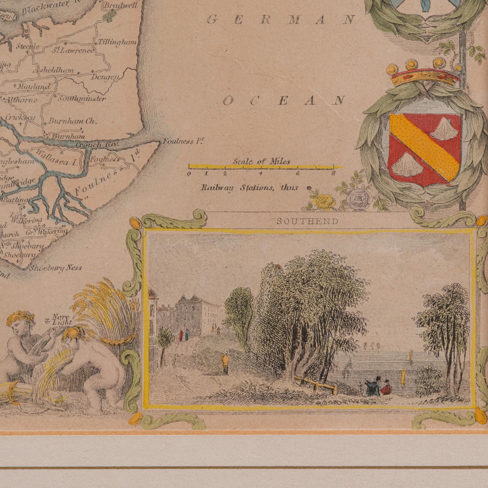 Mappa antica della contea, Essex, Inglese, Incorniciata, Interesse cartografico, Vittoriano in vendita 6
