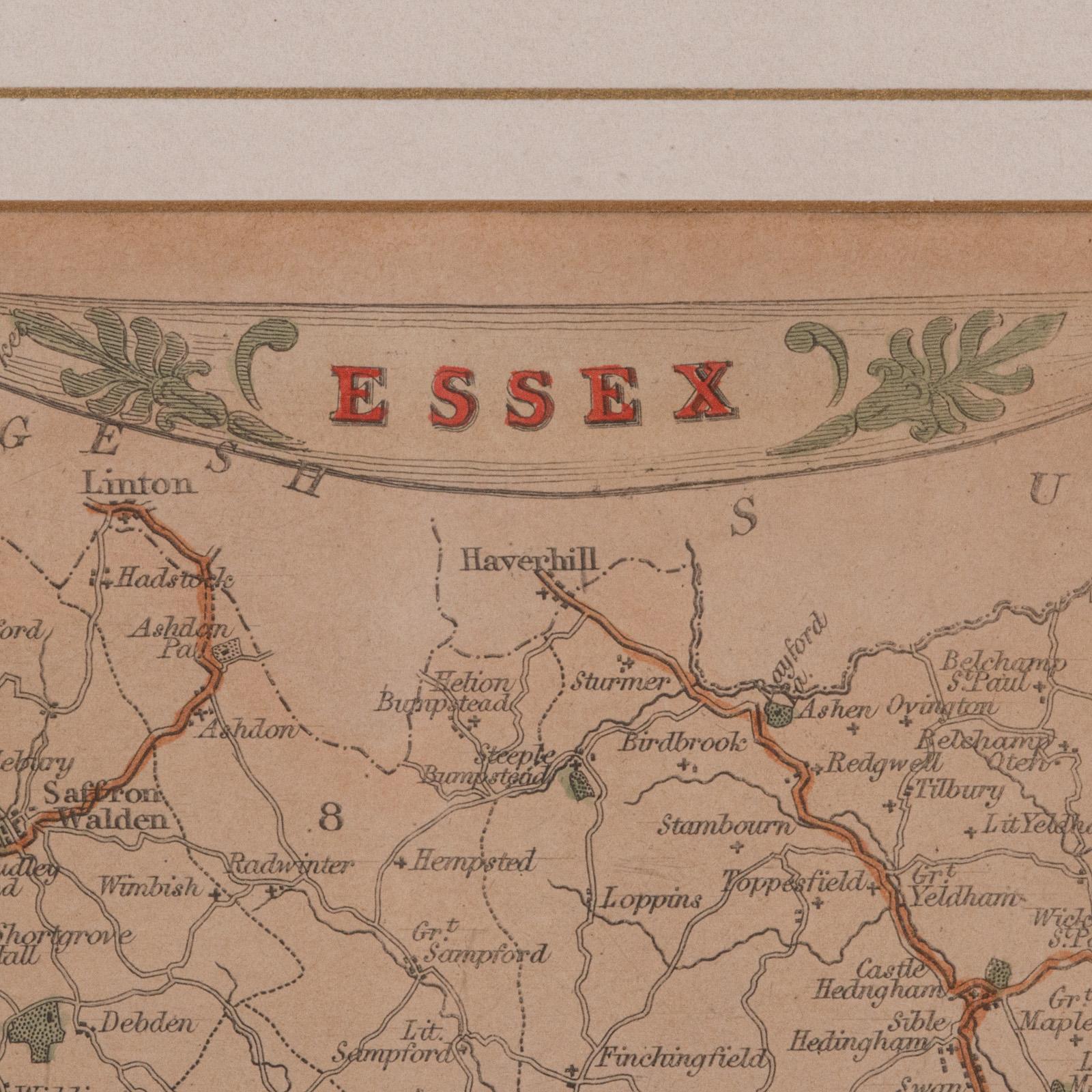 Antique County Map, Essex, English, Framed, Cartographic Interest, Victorian For Sale 1