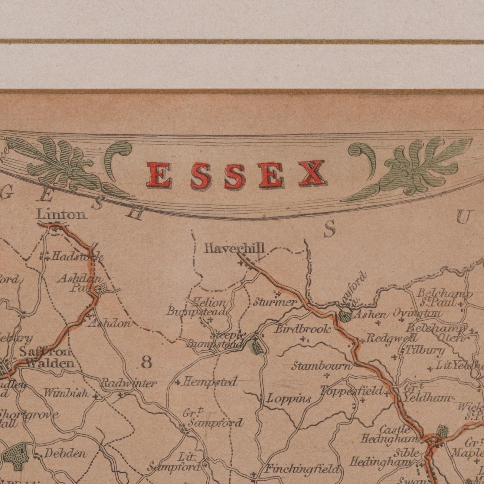 Mappa antica della contea, Essex, Inglese, Incorniciata, Interesse cartografico, Vittoriano in vendita 1