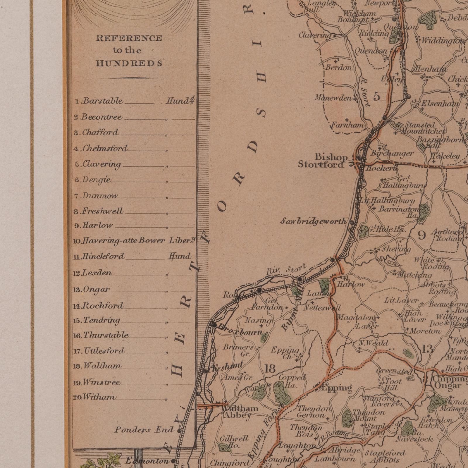 Antique County Map, Essex, English, Framed, Cartographic Interest, Victorian For Sale 3