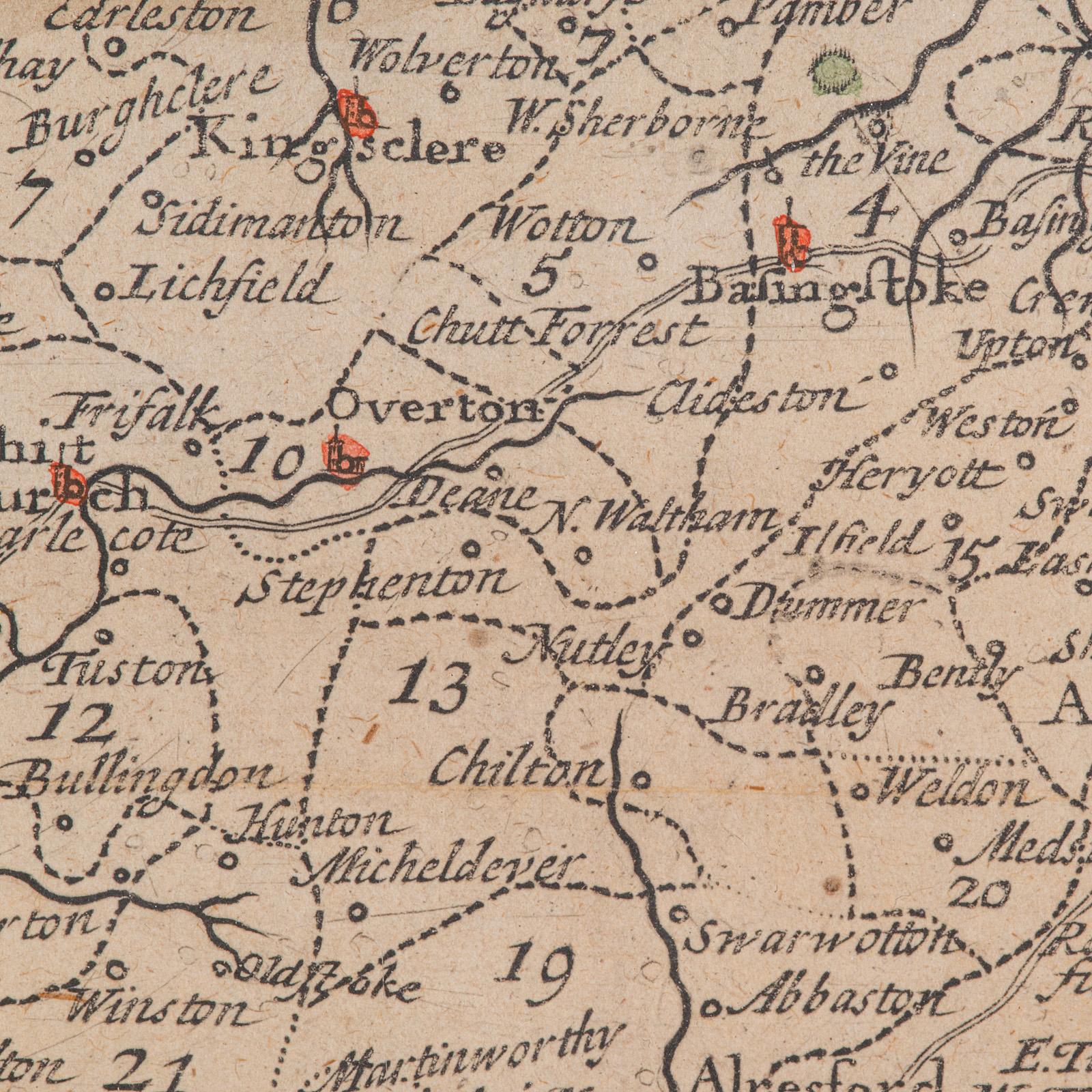 Carta geografica antica della contea, Hampshire, Inglese, Cartografia con cornice, Robert Morden, 1700 in vendita 5