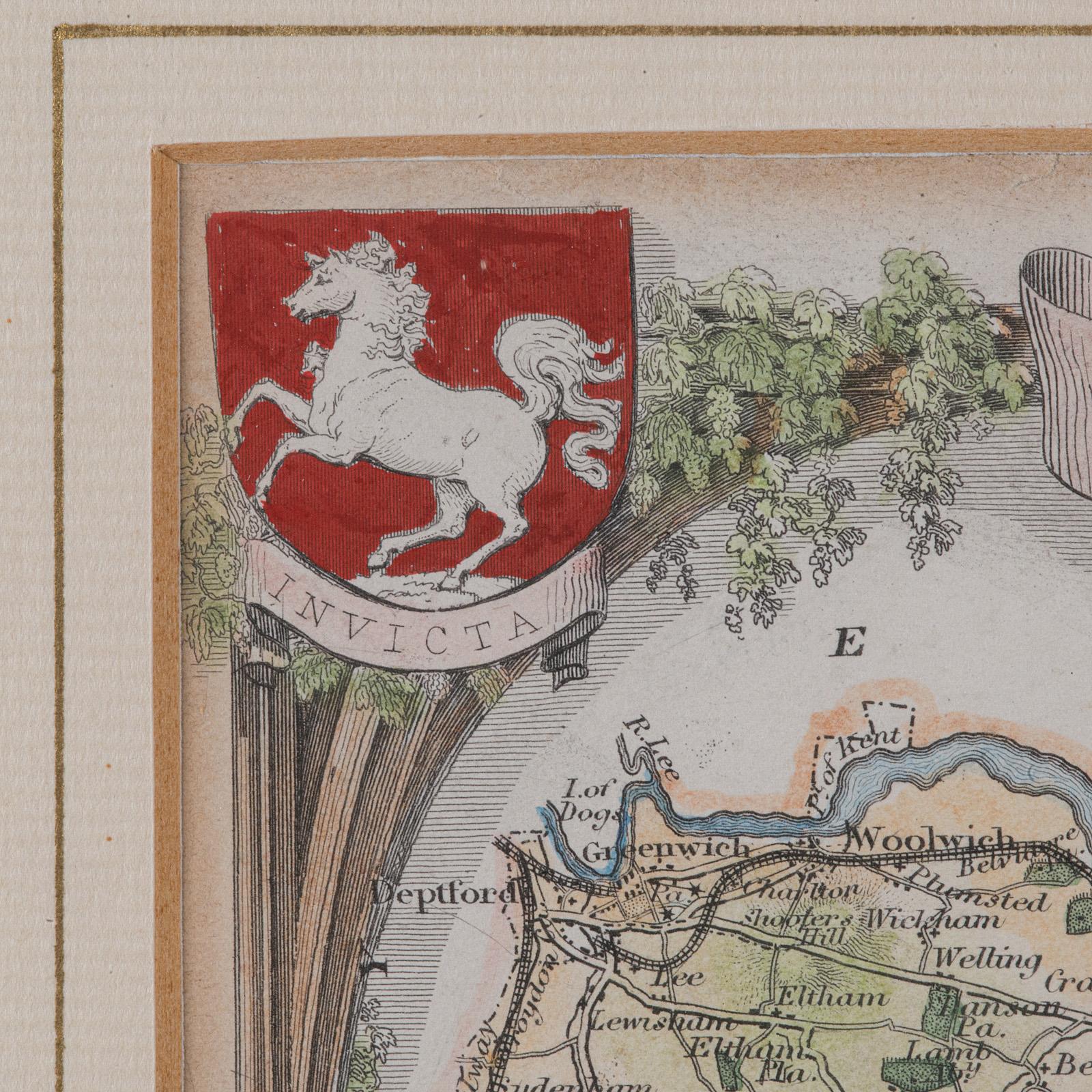 Antike County Karte, Kent, Englisch, Gerahmt, Lithographie, Kartographie, Viktorianisch (Papier) im Angebot