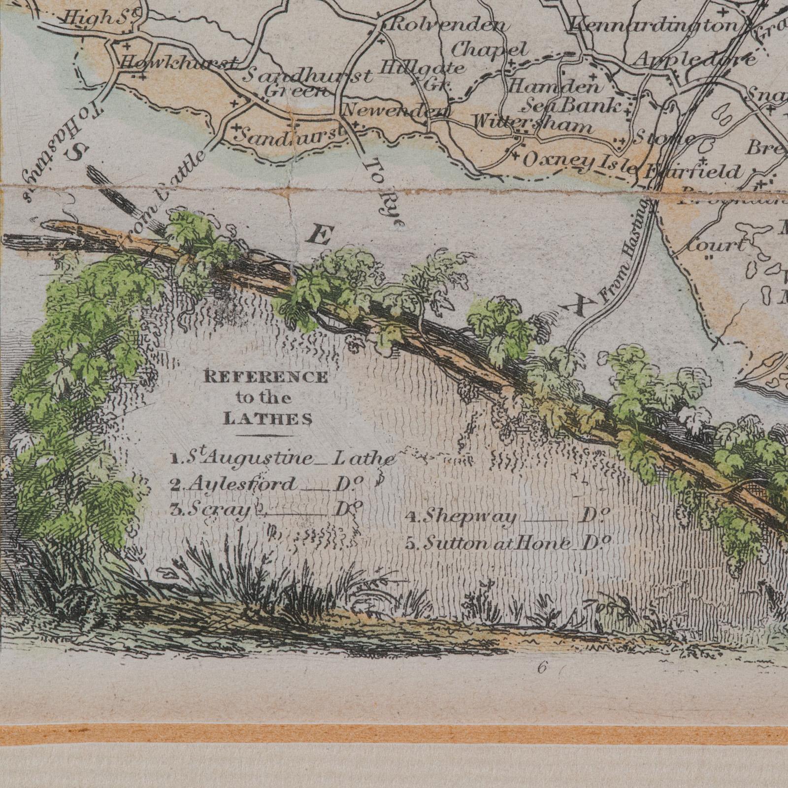 Antike County Karte, Kent, Englisch, Gerahmt, Lithographie, Kartographie, Viktorianisch im Angebot 3