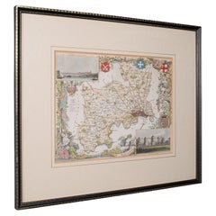 Mappa antica della contea, Middlesex, inglese, con cornice, litografia, cartografia, vittoriana