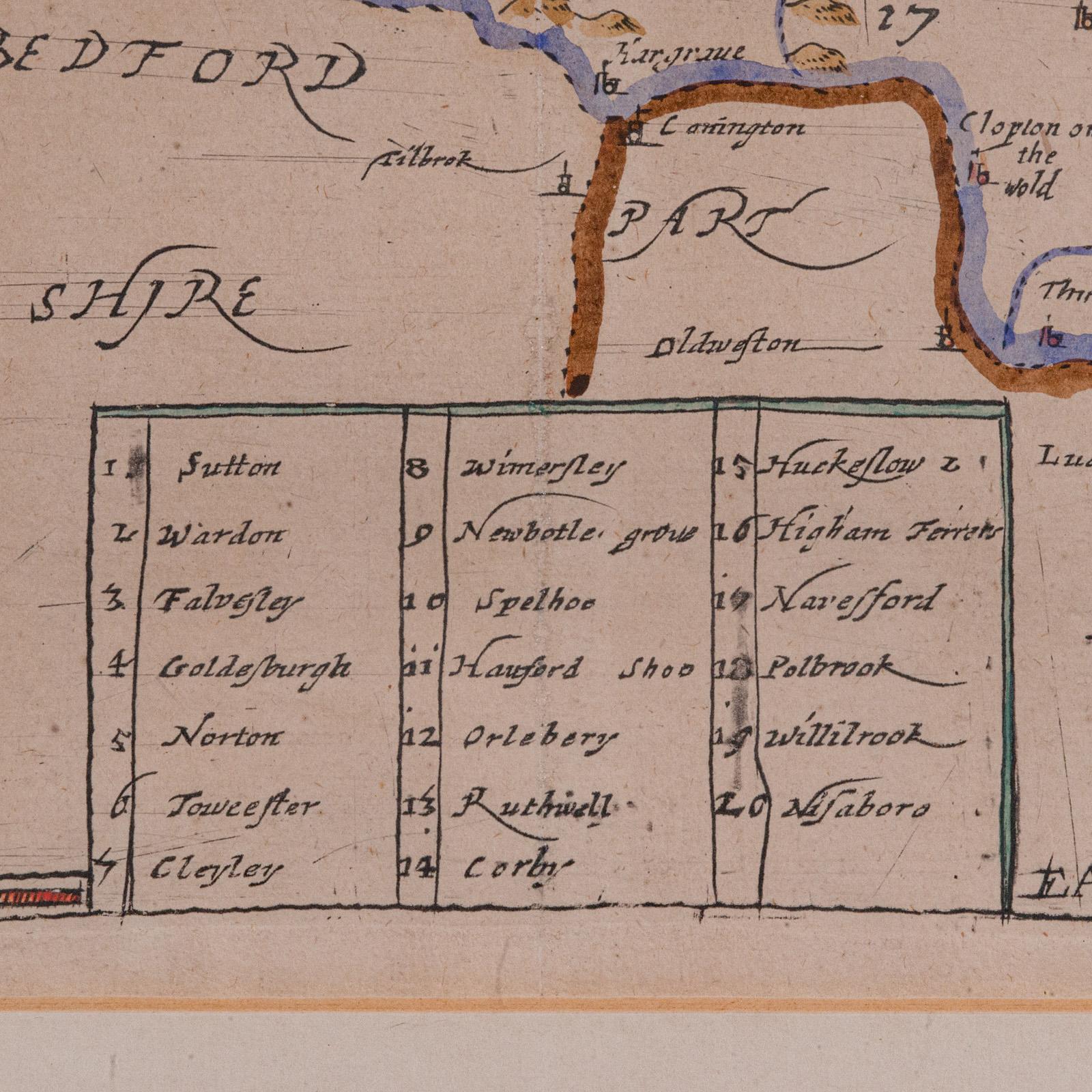 Mapa antiguo del condado, Northamptonshire, Inglés, Cartografía enmarcada, Richard Blome en venta 2