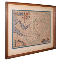 Antique County Map of Cheshire, Dutch, Framed, Cartography, Janssonius, C.1660