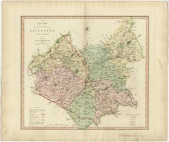 Antique County Map of Leicestershire, England, 1804