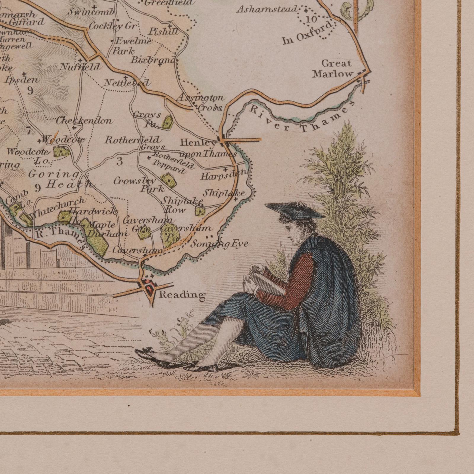 Mappa antica della contea, Oxfordshire, inglese, interesse cartografico incorniciato, vittoriano in vendita 4