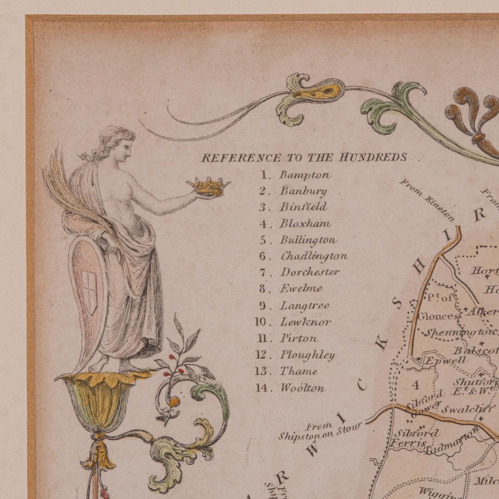 Mappa antica della contea, Oxfordshire, inglese, interesse cartografico incorniciato, vittoriano in vendita 1