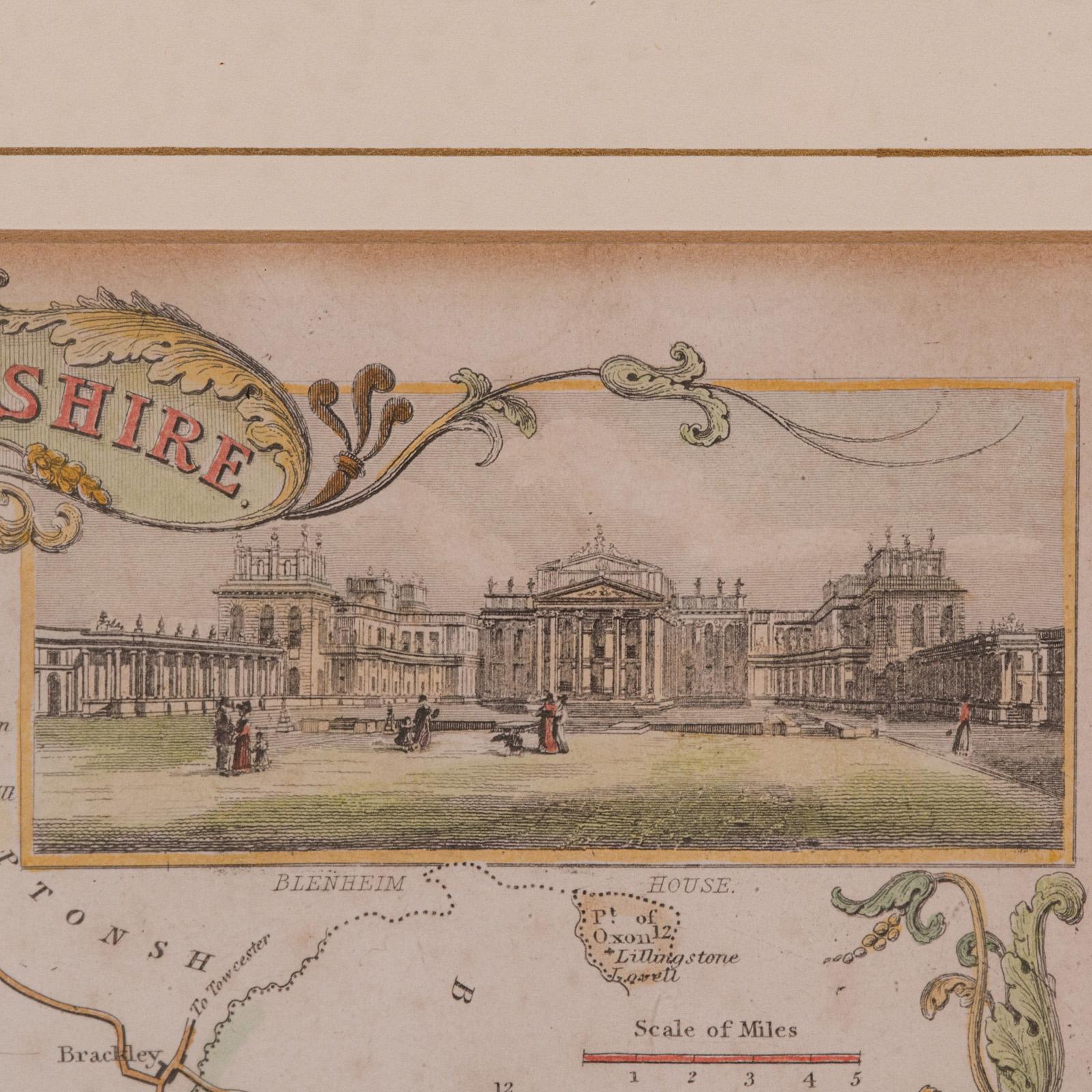 Mappa antica della contea, Oxfordshire, inglese, interesse cartografico incorniciato, vittoriano in vendita 2